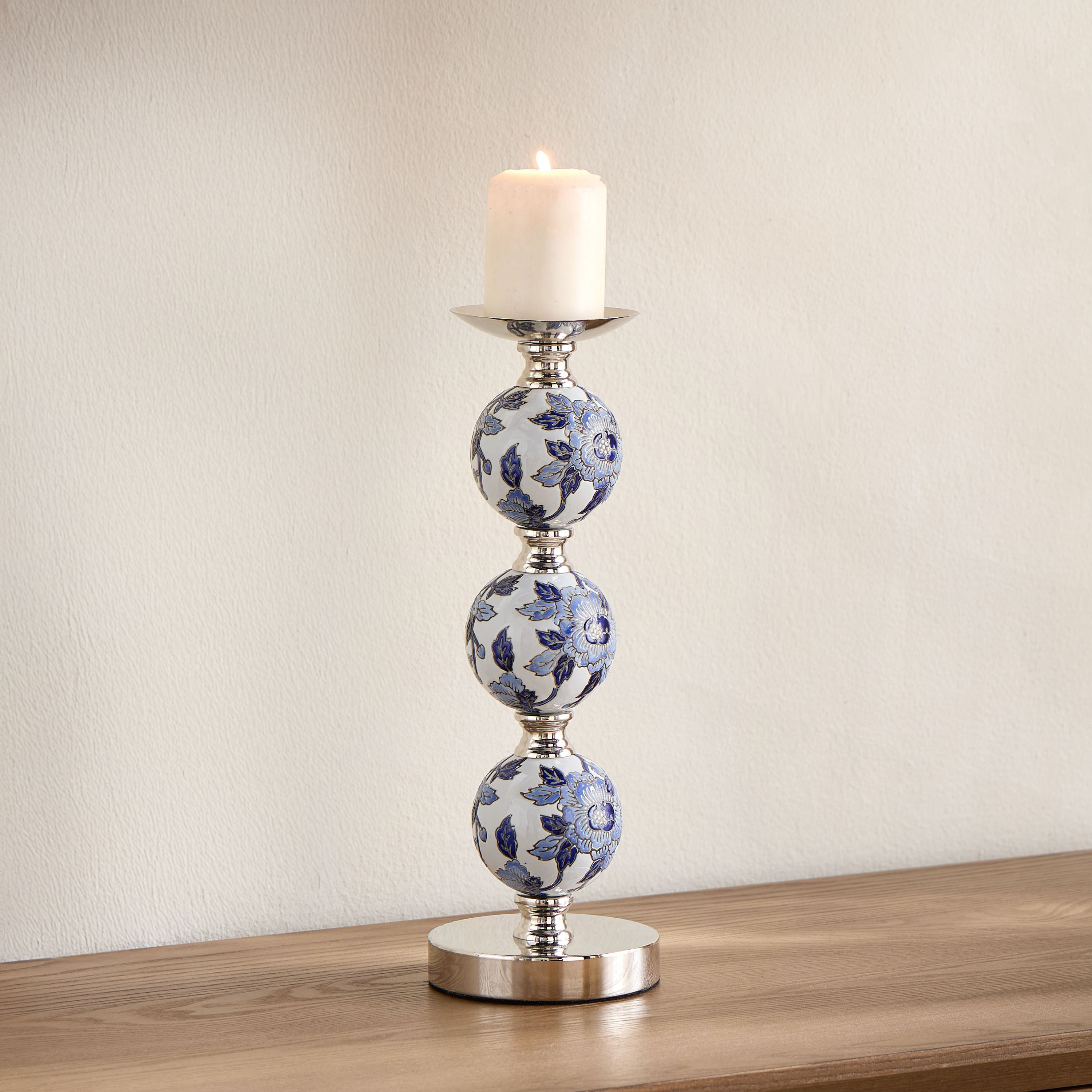 Orientale Akiba Chinoiserie Ceramic Pillar Candleholder - 43 cm-household-decor-candleholdersandlanterns-image-1