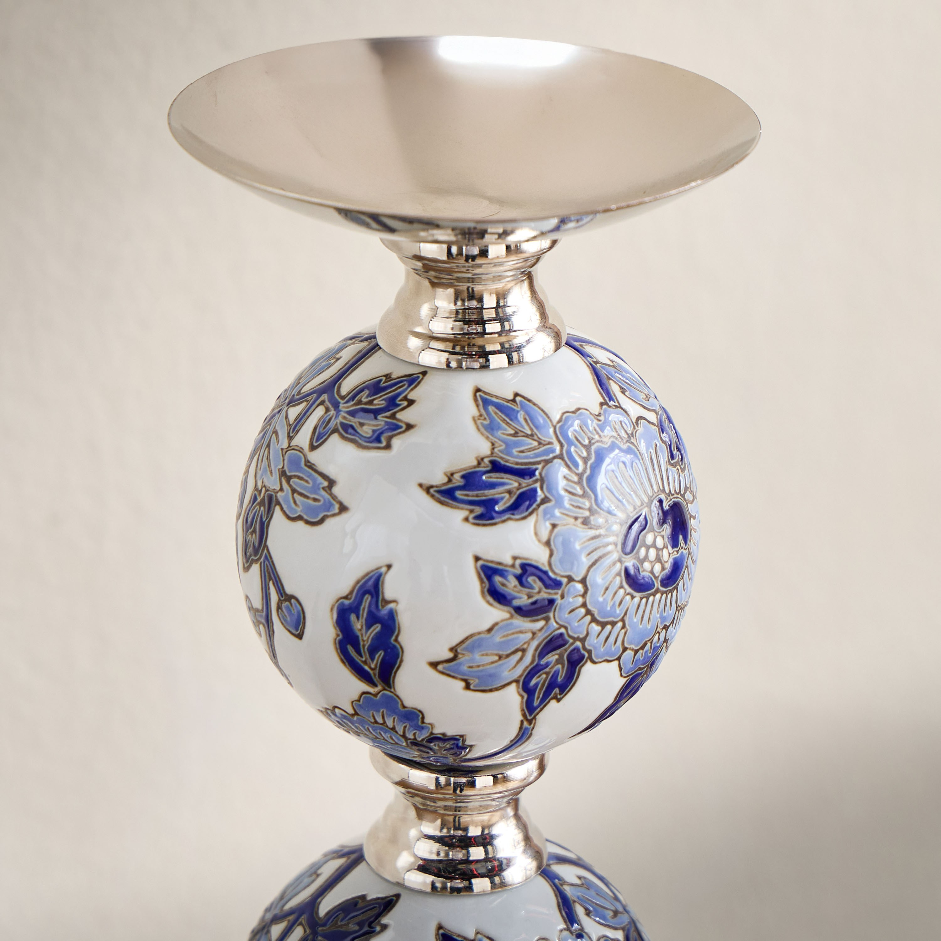 Orientale Akiba Chinoiserie Ceramic Pillar Candleholder - 43 cm-household-decor-candleholdersandlanterns-image-4