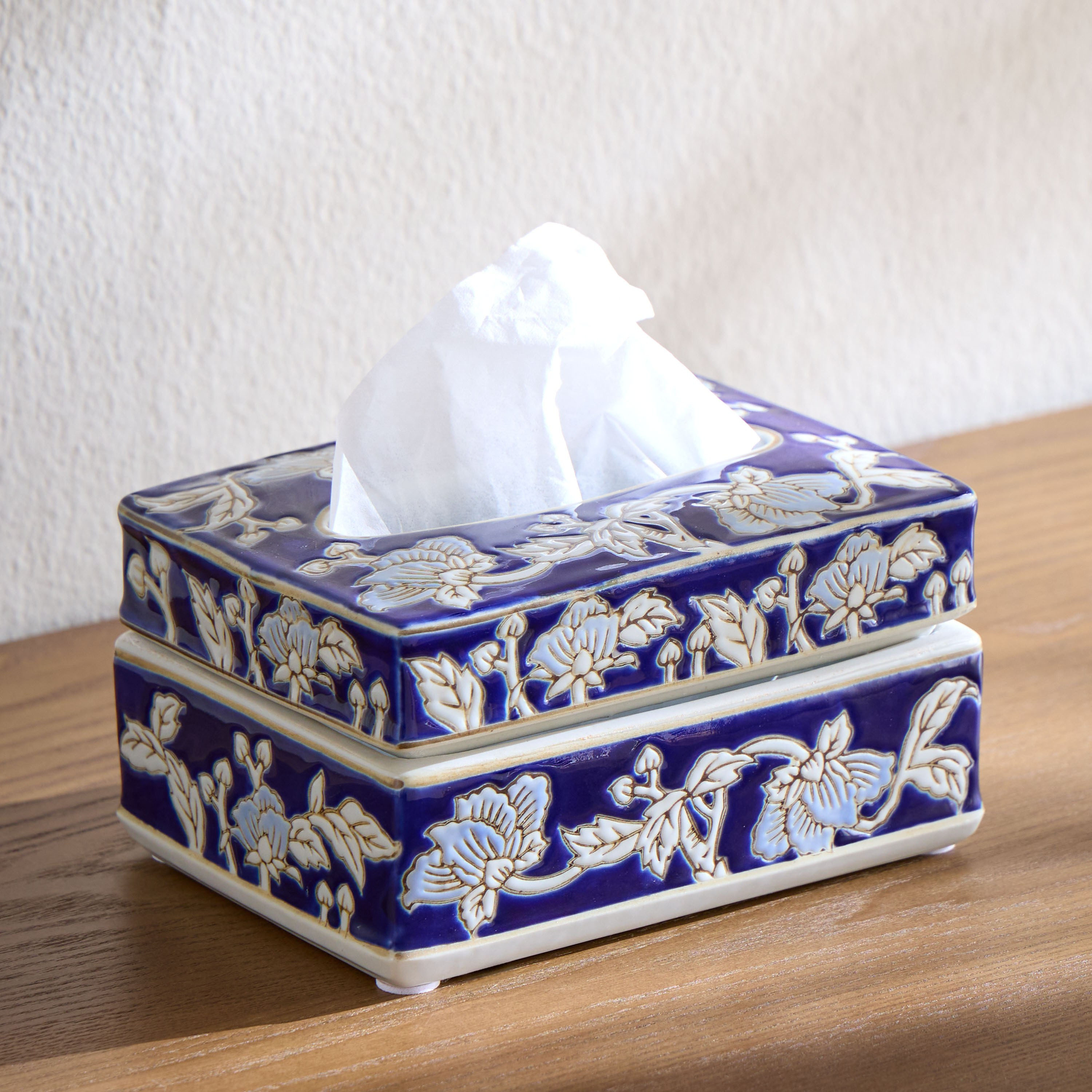 Orientale Sakura Chinoiserie Porcelain Tissue Box-household-decor-boxesandtrays-image-1