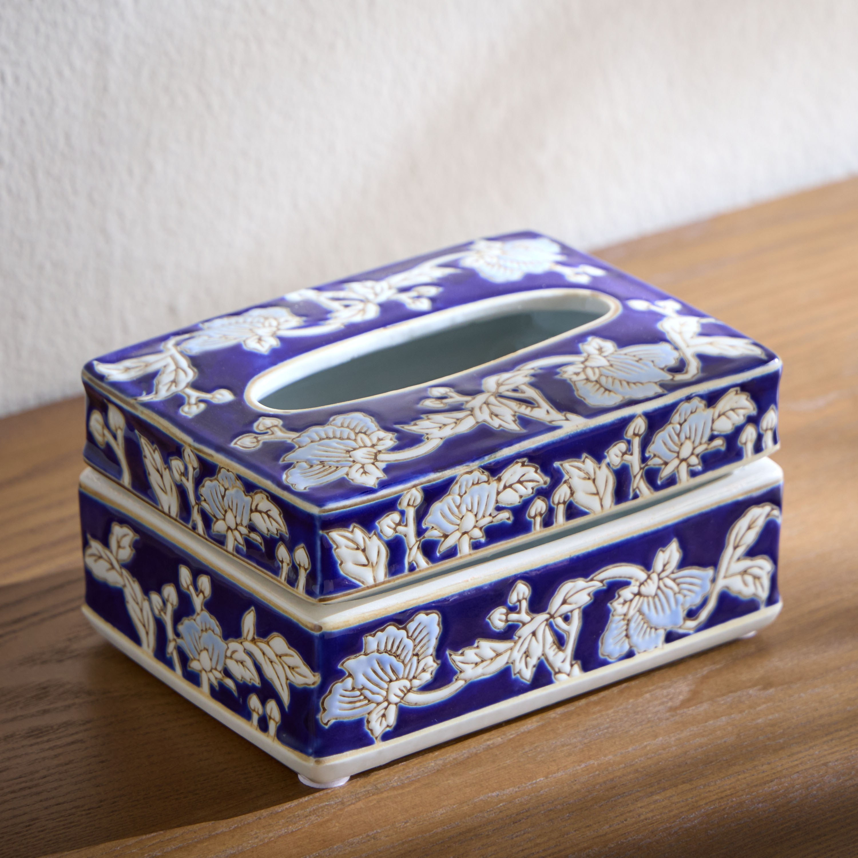 Orientale Sakura Chinoiserie Porcelain Tissue Box-household-decor-boxesandtrays-image-2