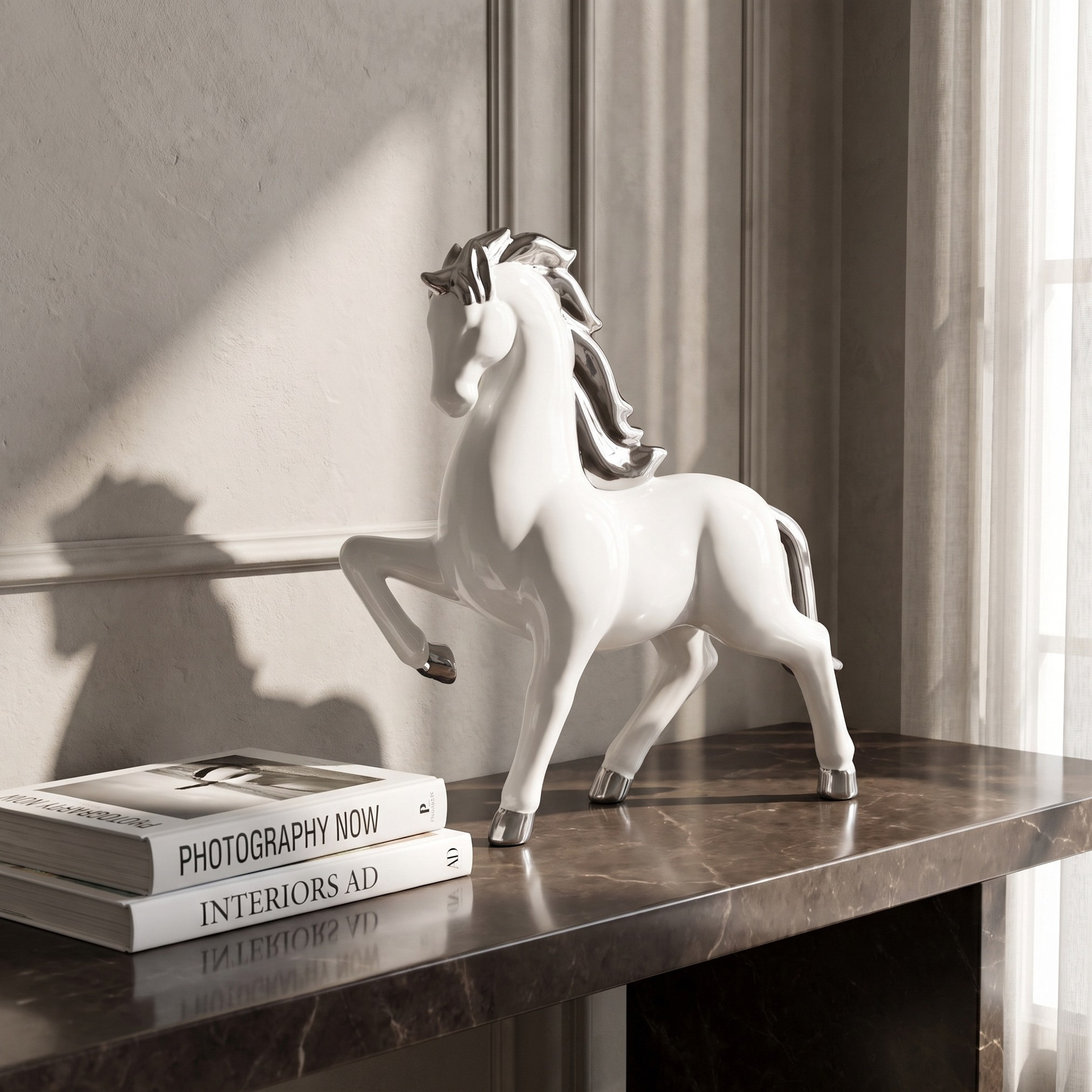 Loft Nouf Stallion Ceramic Sculpture - 30 cm-household-decor-decorativeobjectsandsculptures-image-4