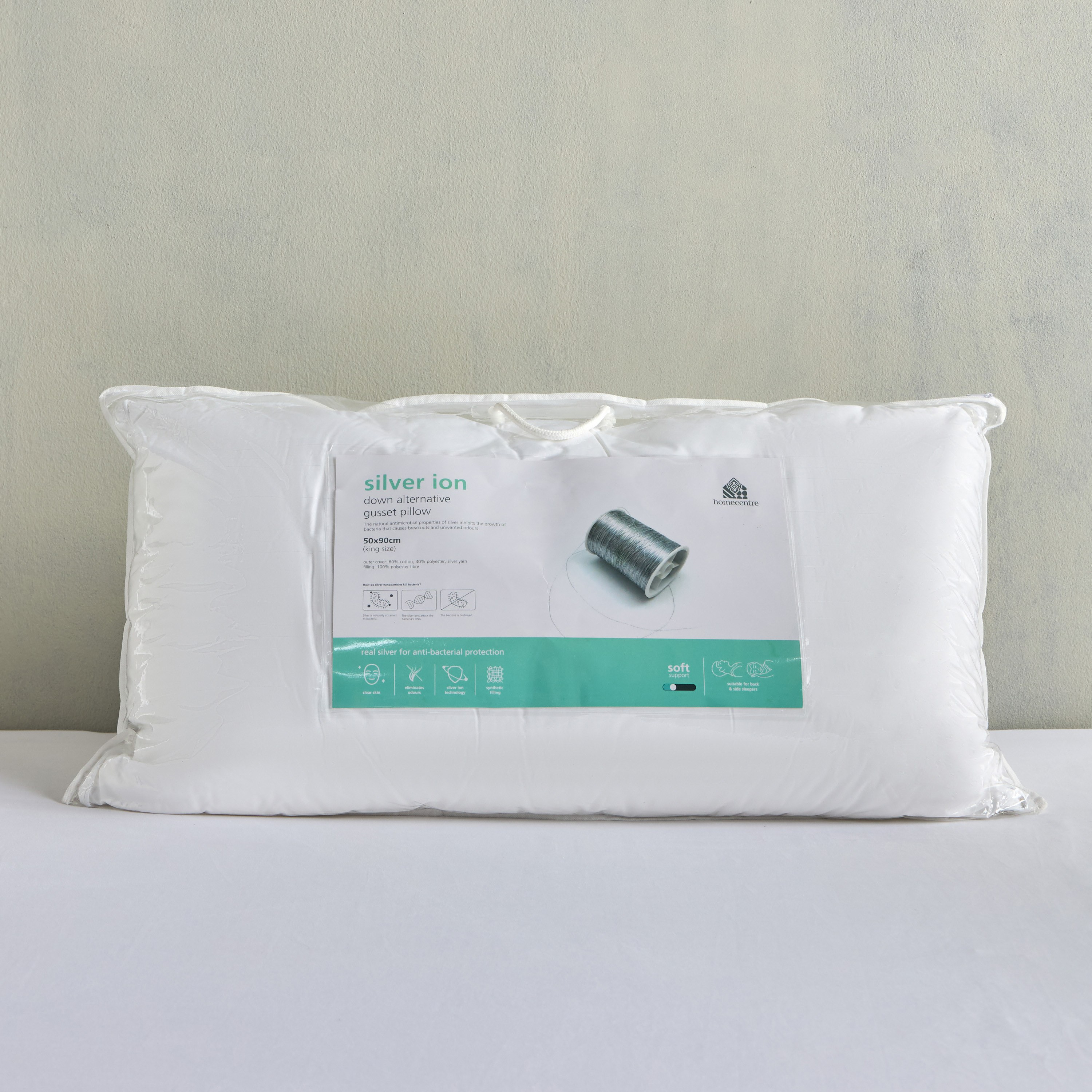 Argent Silver Ion Down Alternative Anti-Bacterial 1-Piece King Pillow - 50x90 cm-household-bedding-pillows-image-4