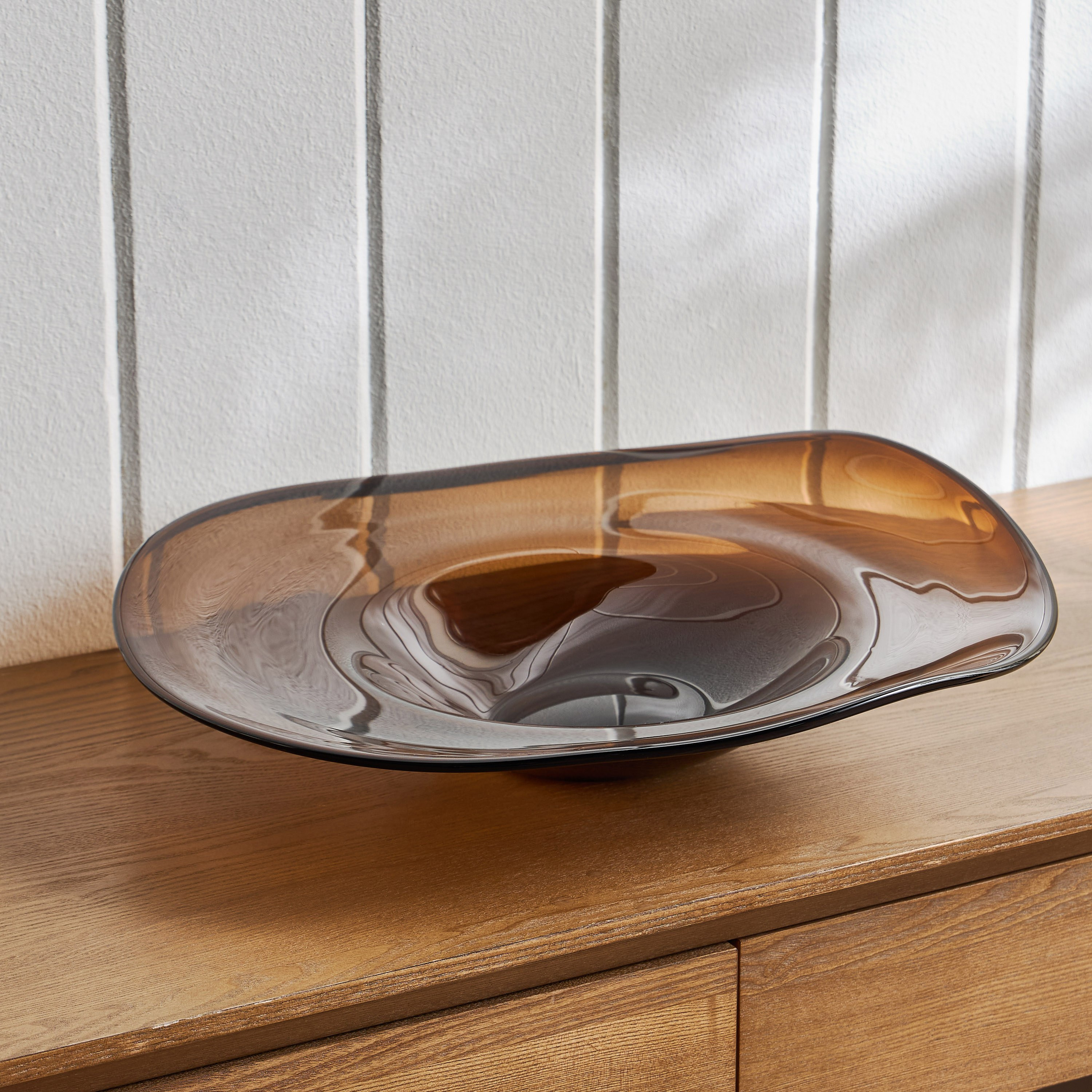 Ophira Luxe Wave Glass Decorative Bowl - 49 cm-household-decor-vasesandbowls-image-1