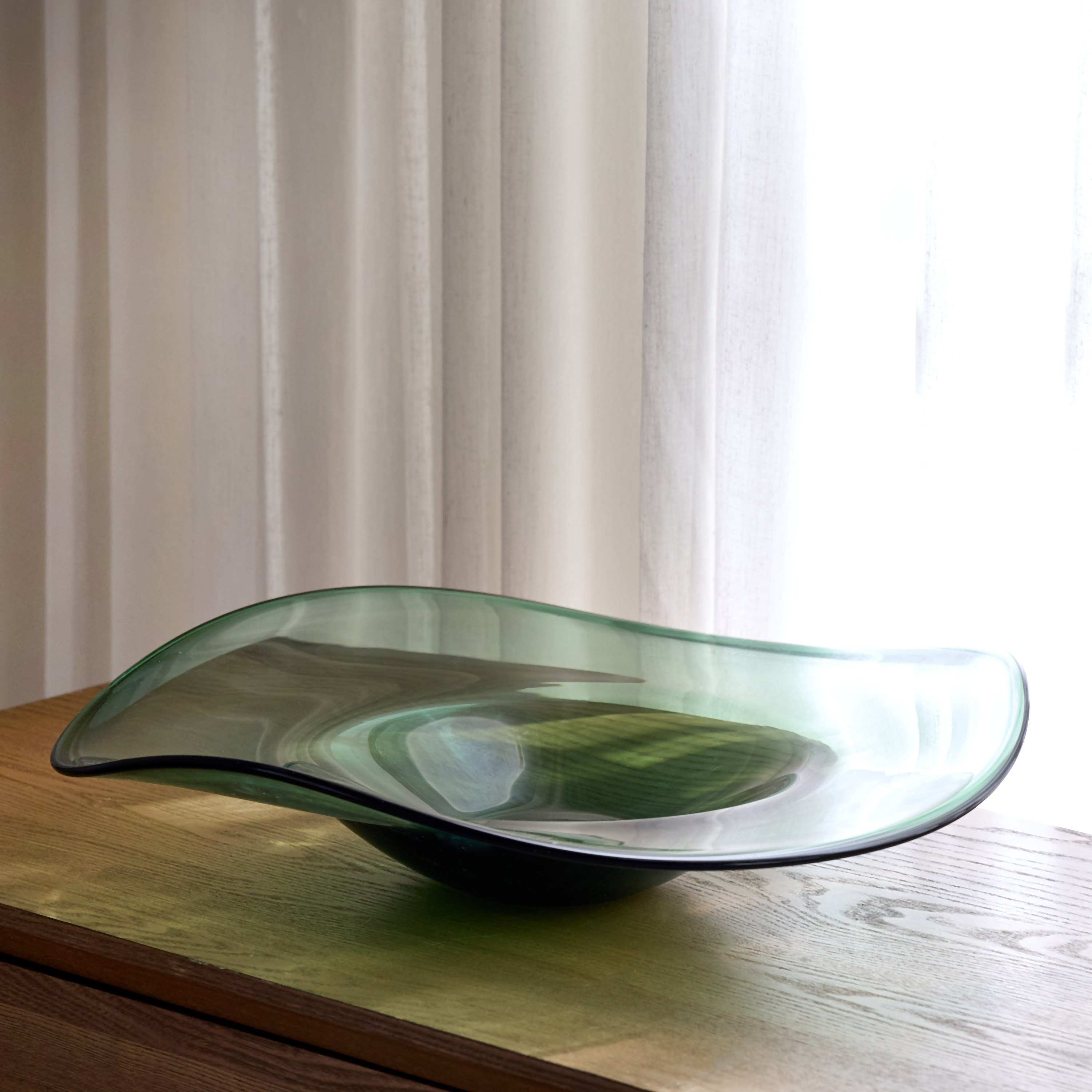 Loft Nouf Serra Wave Glass Decorative Bowl - 49 cm-household-decor-vasesandbowls-image-1