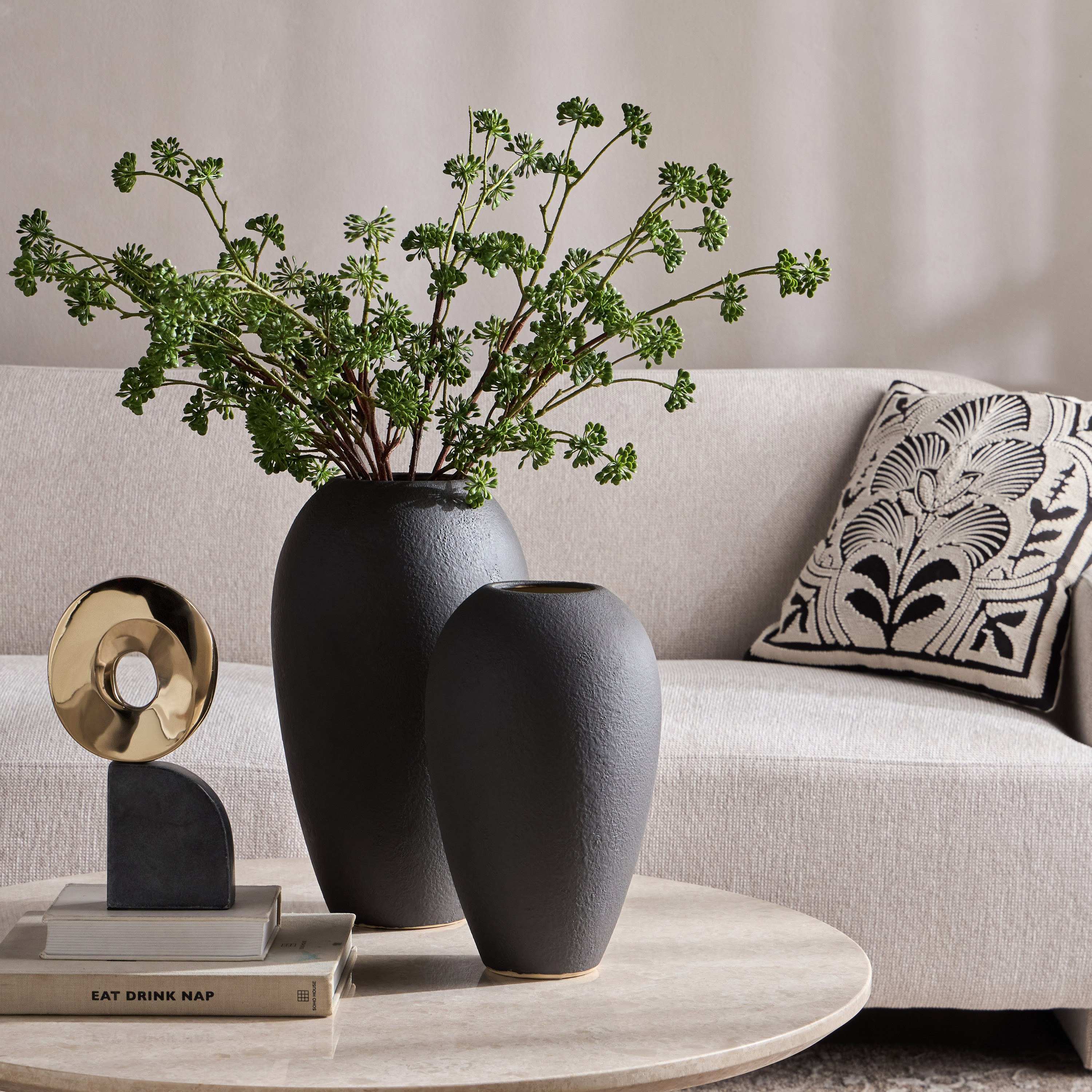 Sable Sand Ceramic Table Vase - 33 cm-household-decor-vasesandbowls-image-3