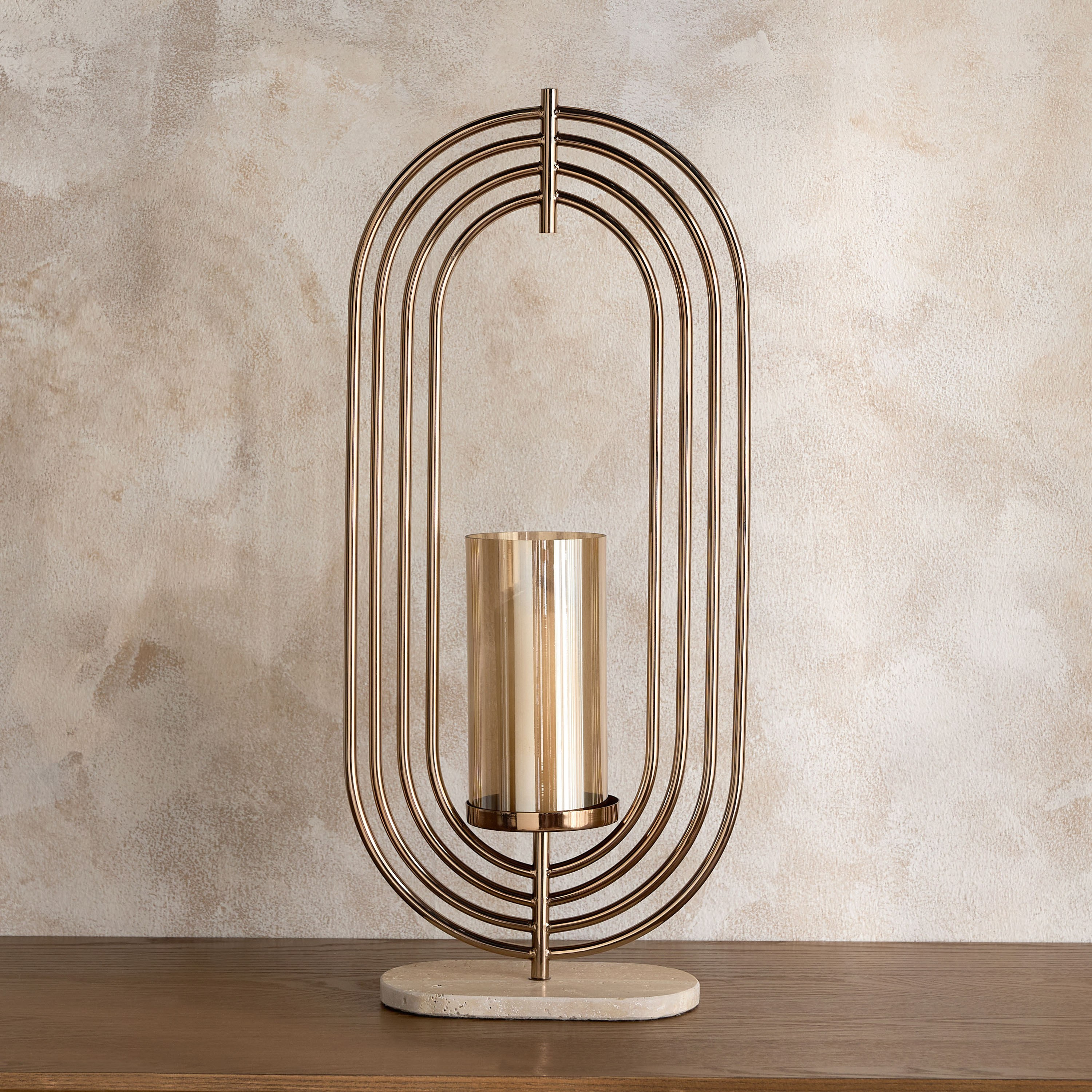 Ripple Oblong Metal Hurricane Candleholder - 66 cm-household-decor-candleholdersandlanterns-image-1