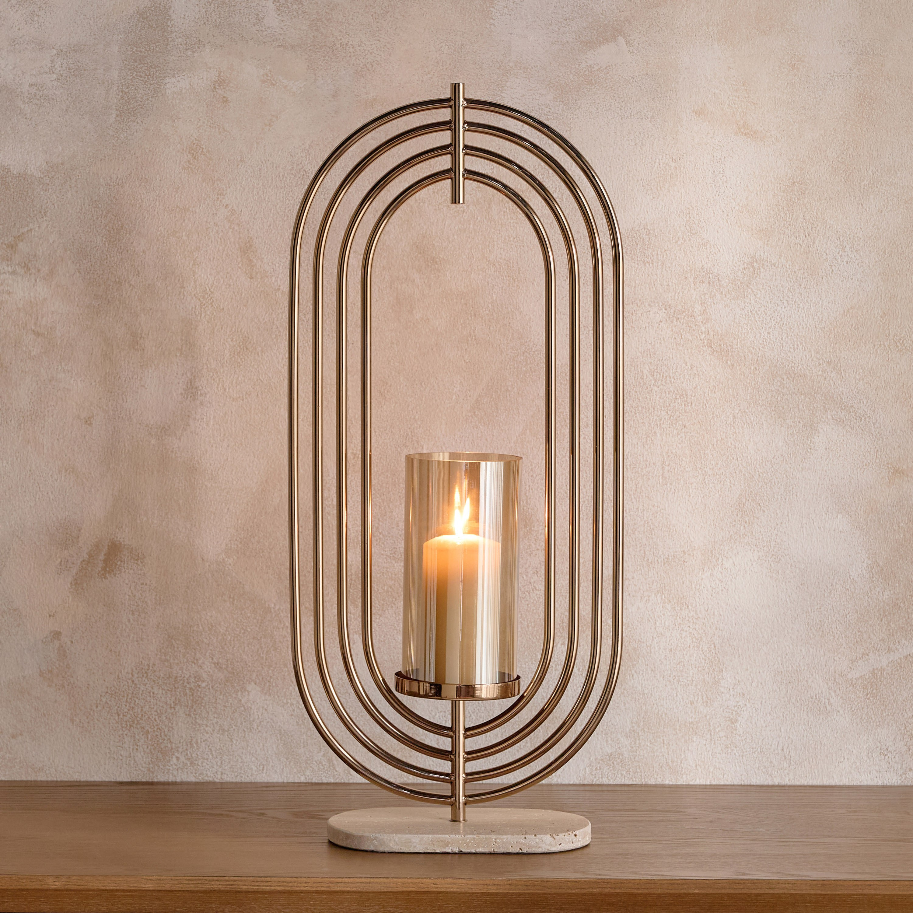 Ripple Oblong Metal Hurricane Candleholder - 66 cm-household-decor-candleholdersandlanterns-image-2