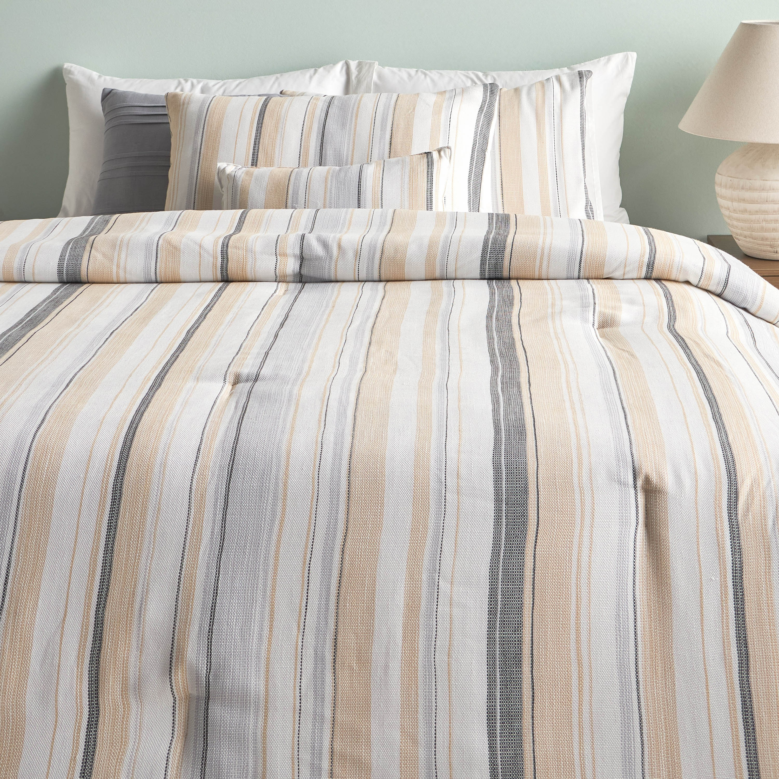 Sora Striped 8-Piece Super King Comforter and Sheet Set - 240x260 cm-household-bedding-comfortersandbedspreads-bedinabag-image-2