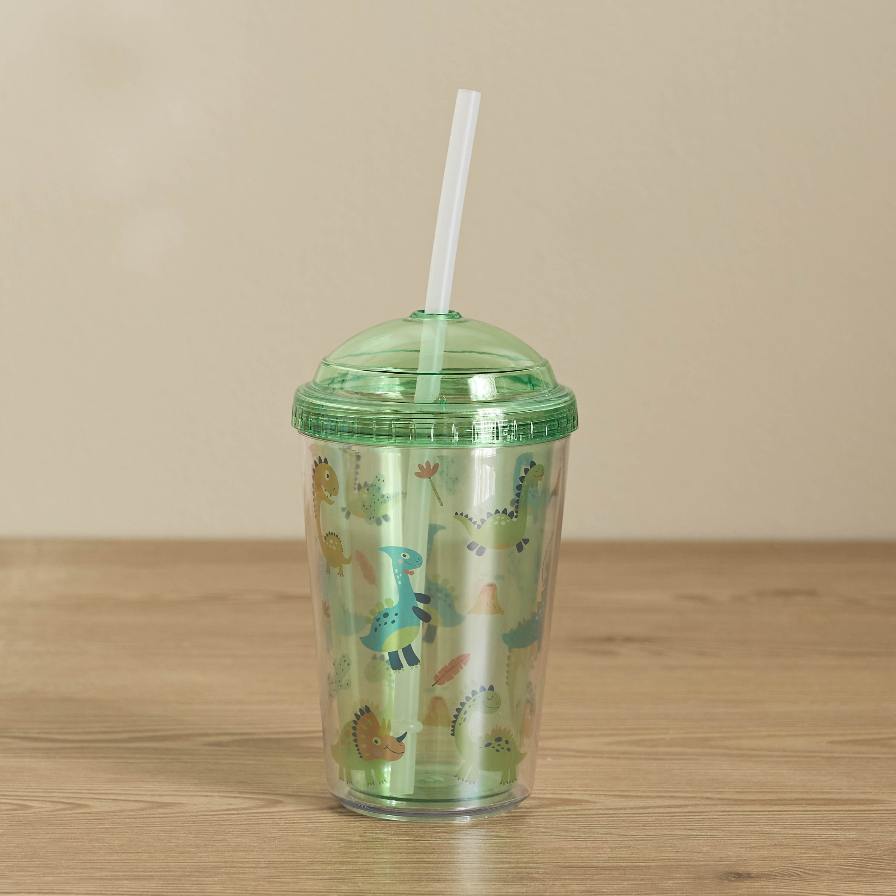 Darel Dino Double Wall Tumbler with Straw - 350 ml