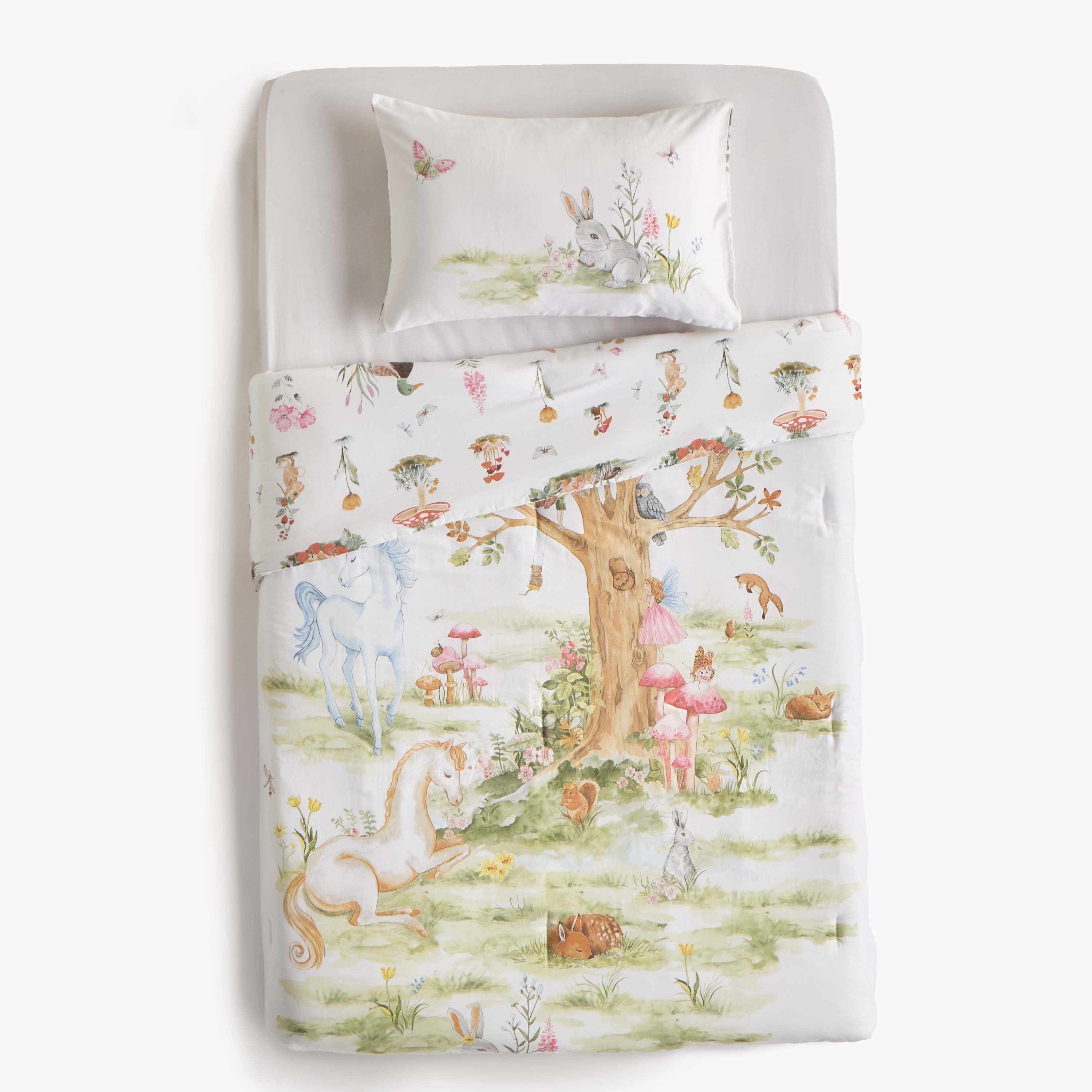 طقم لحاف كامل قطعتين قطن بطبعات عدد خيوط 220 - ونديرلاند - 160x220 سم-babyandkids-beddingandwindows-bedding-comforters-image-6