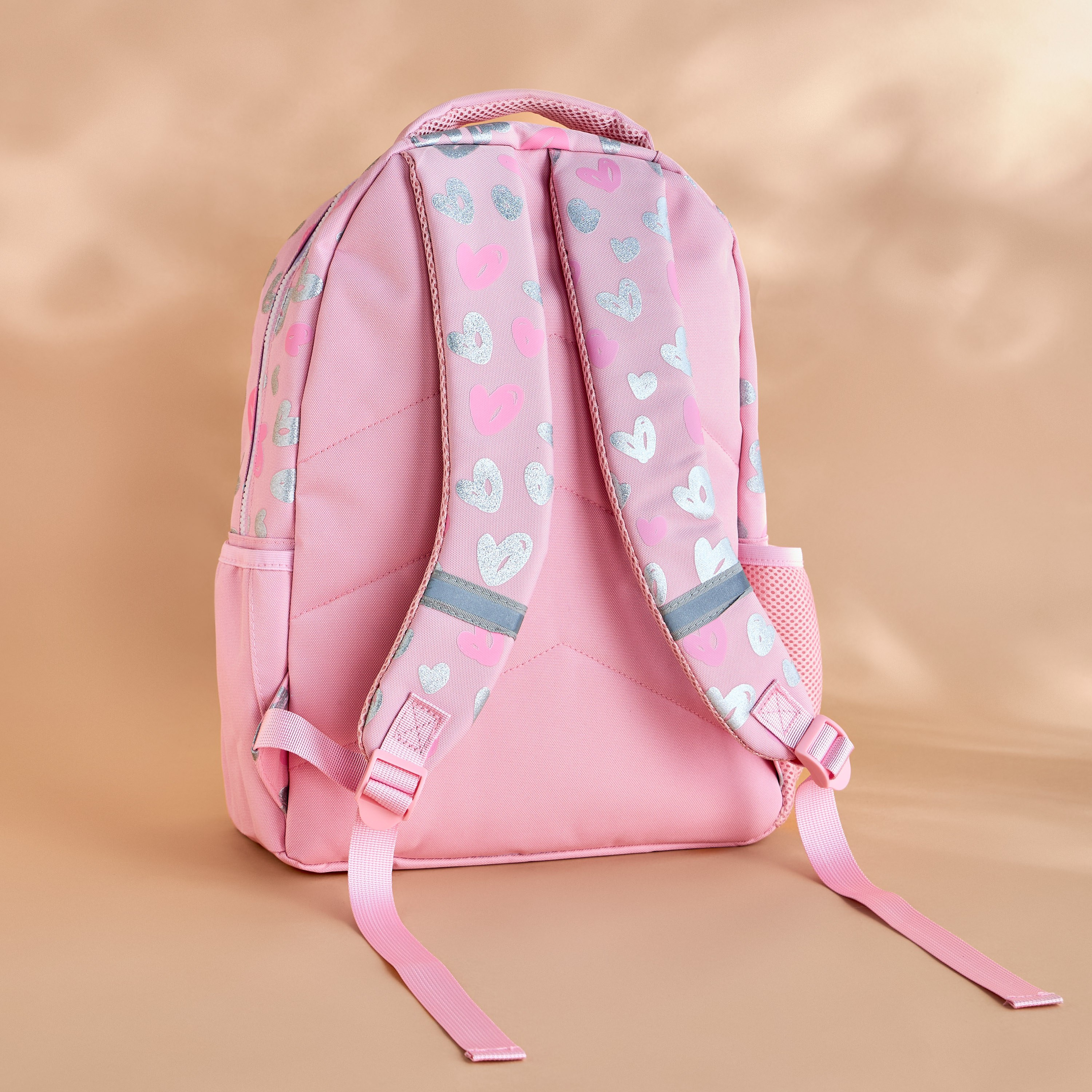 شنطة ظهر بطبعات قلوب وحمّالات كتف قابلة للتعديل - 35 × 22 × 46 سم-babyandkids-schoolessentials-schoolbags-image-2