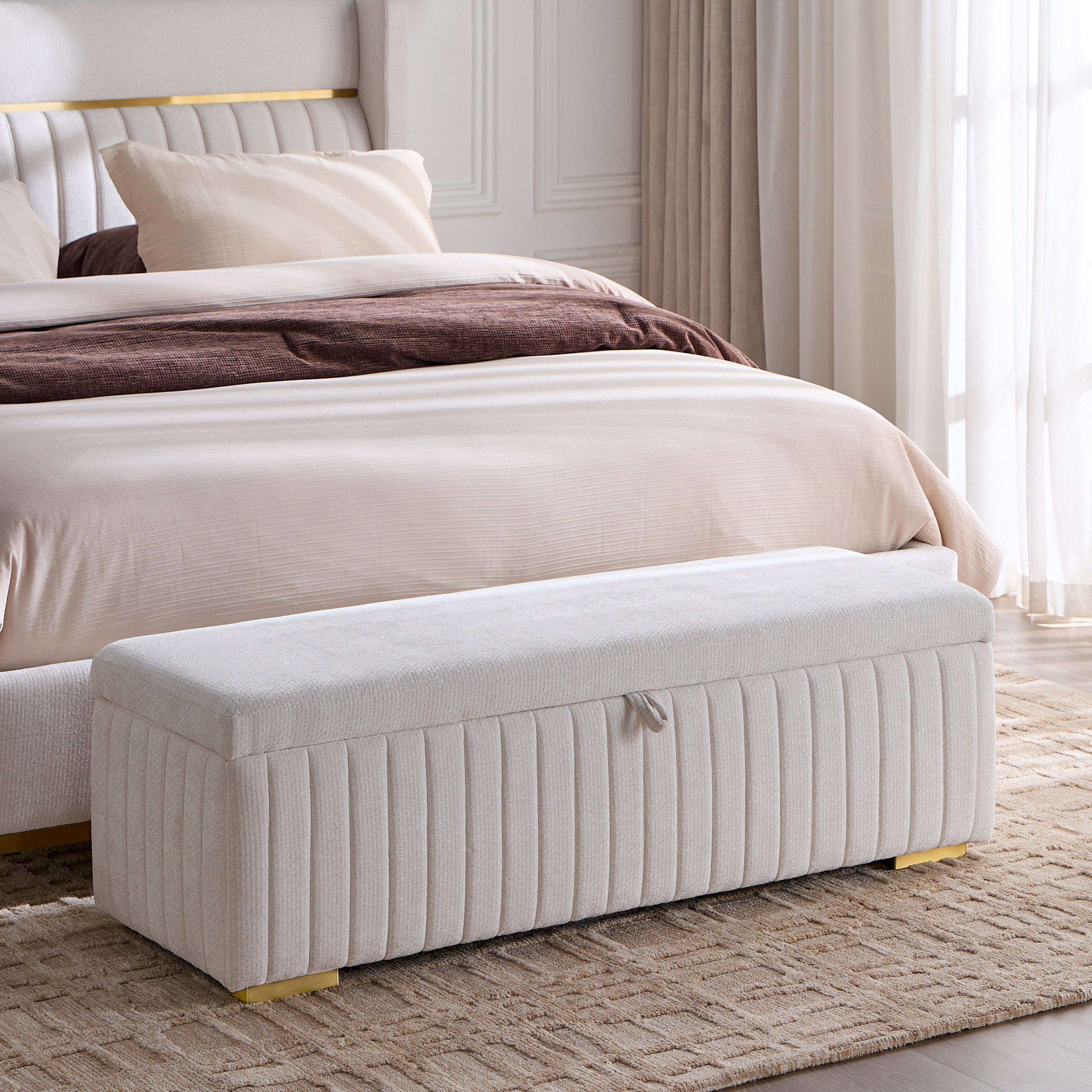 Daventry Fabric Bench with Storage-furniture-bedroom-benches-image-1