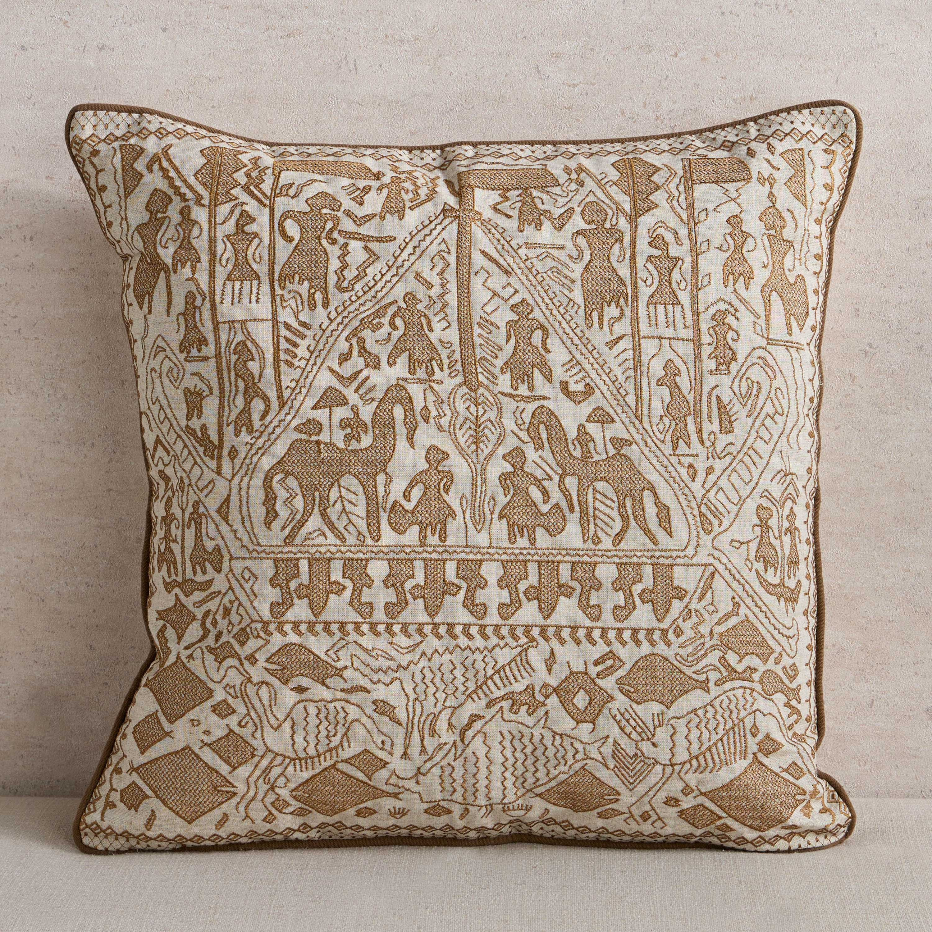 Indus Tribal Embroidered Cushion Cover - 50x50 cm-household-cushionsandthrows-cushioncovers-image-1