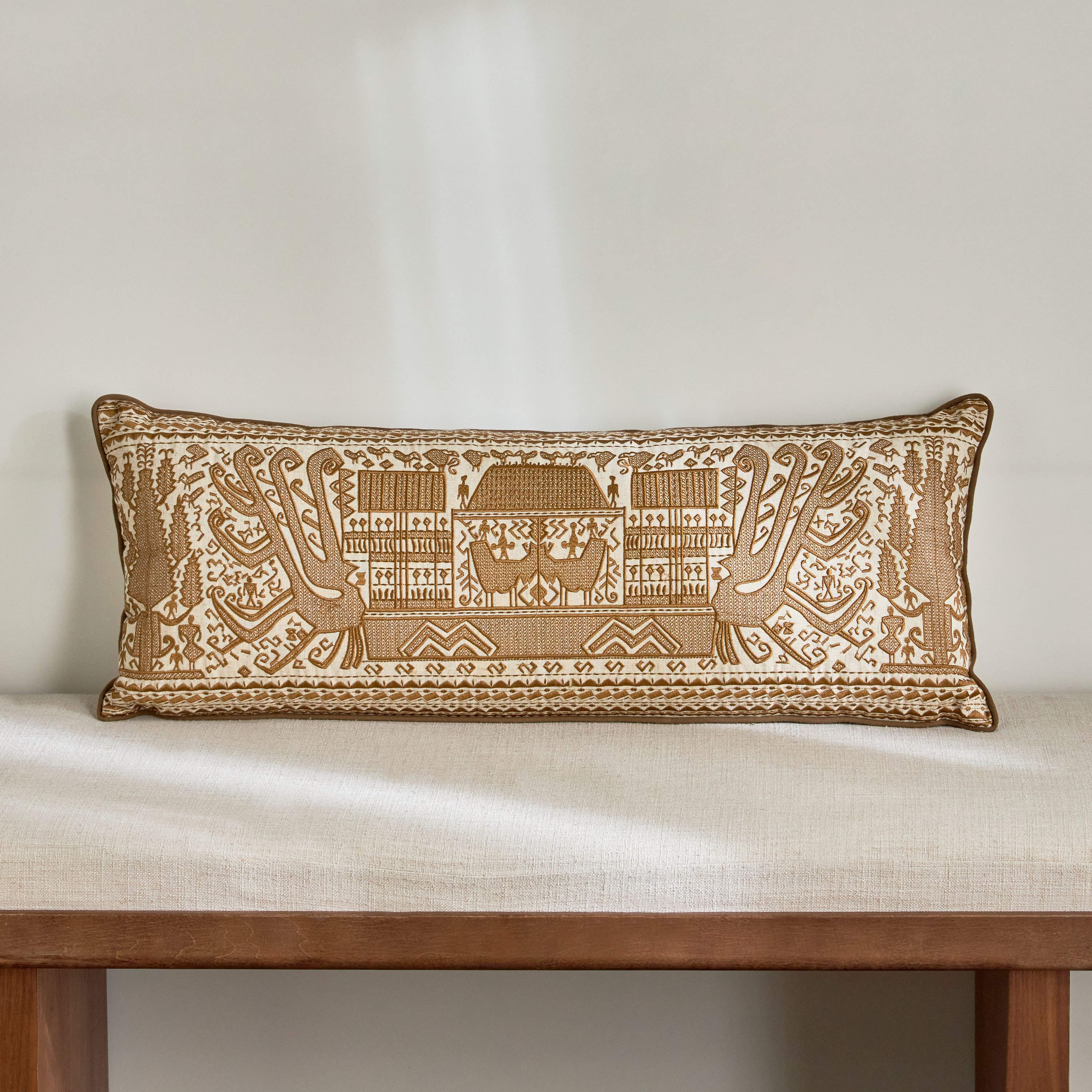 Indus Tribal Embroidered Filled Cushion - 30x80 cm-household-cushionsandthrows-filledcushions-decorativecushions-image-1
