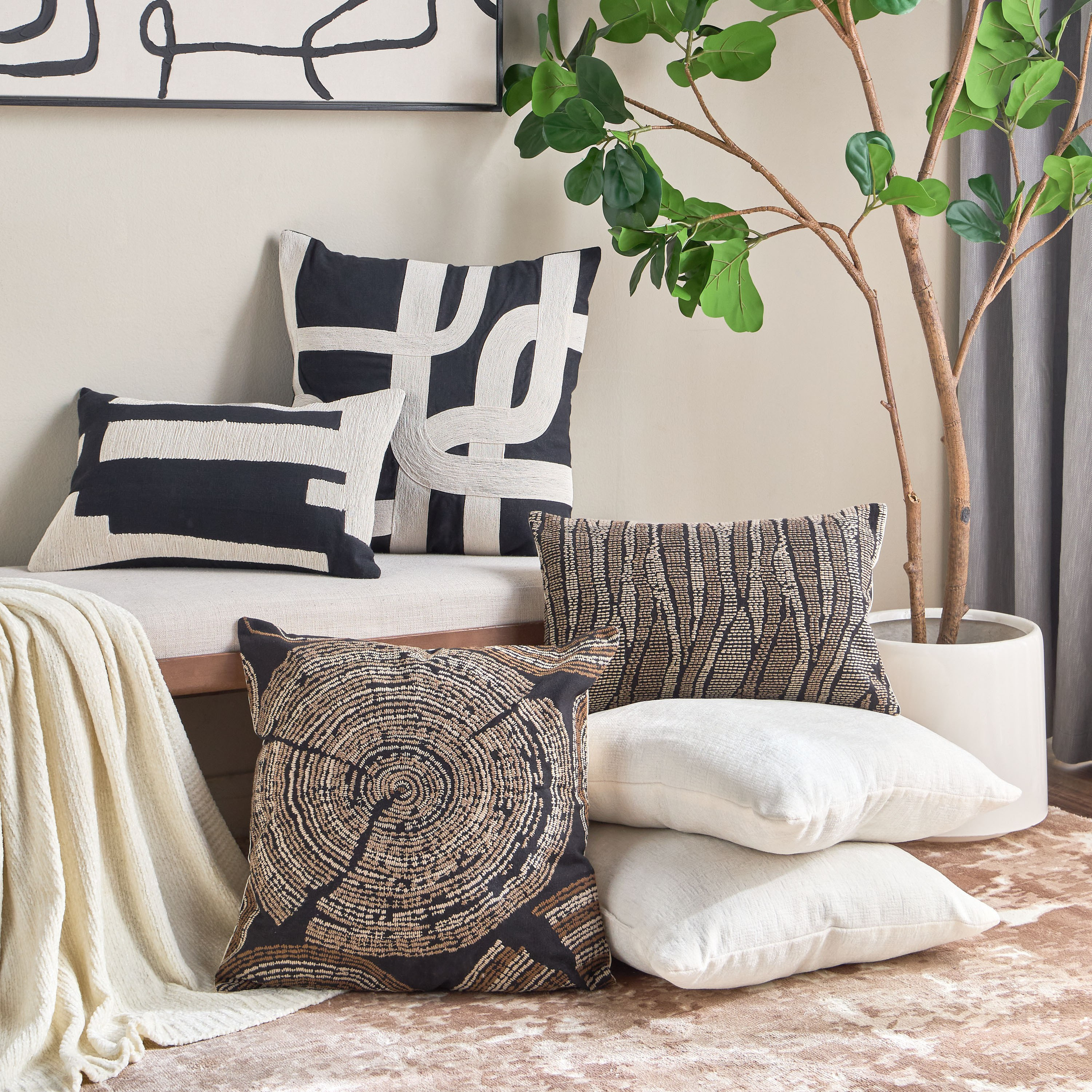 Dynamic Dimensions Noor Embroidered Cushion Cover - 50x50 cm-household-cushionsandthrows-cushioncovers-image-4