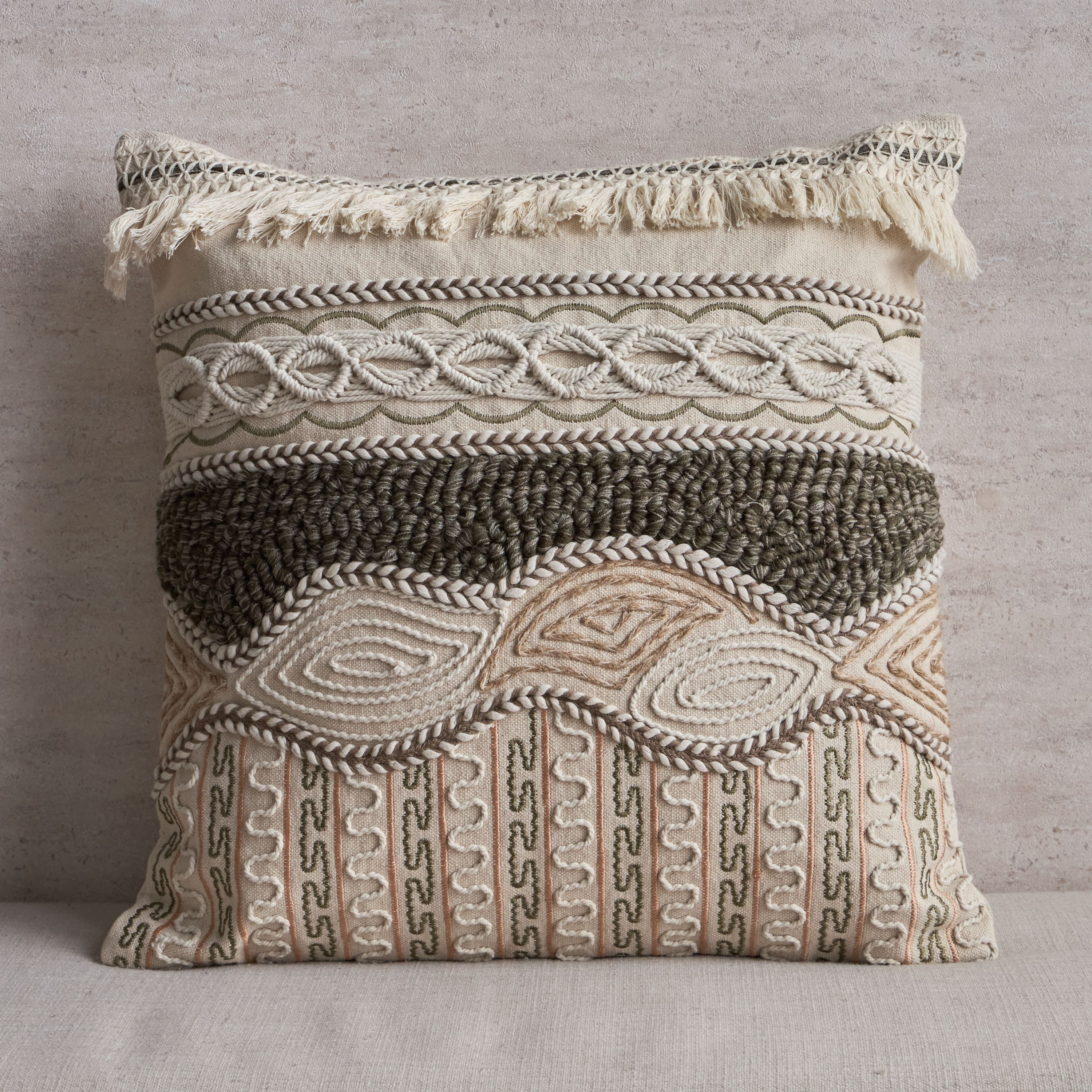 Folk Handmade Cushion Cover - 50x50 cm-household-cushionsandthrows-cushioncovers-image-1