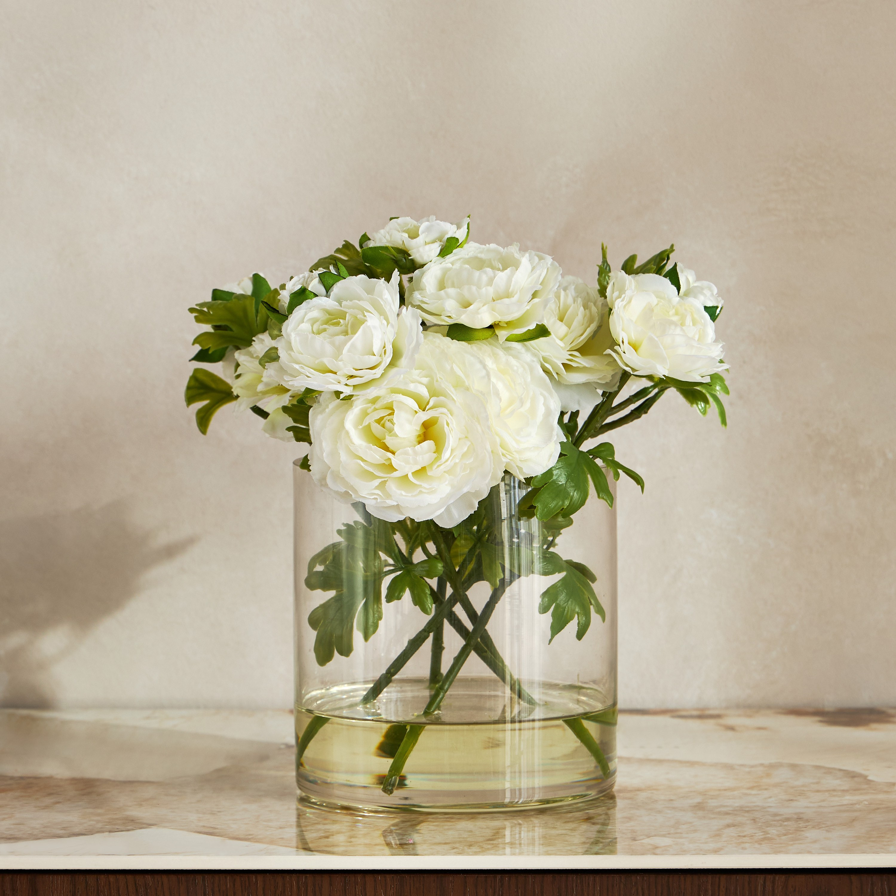 باقة فاونيا في مزهرية زجاج - 28 سم-household-gardenandoutdoor-artificialflowersandplants-flowers-image-1