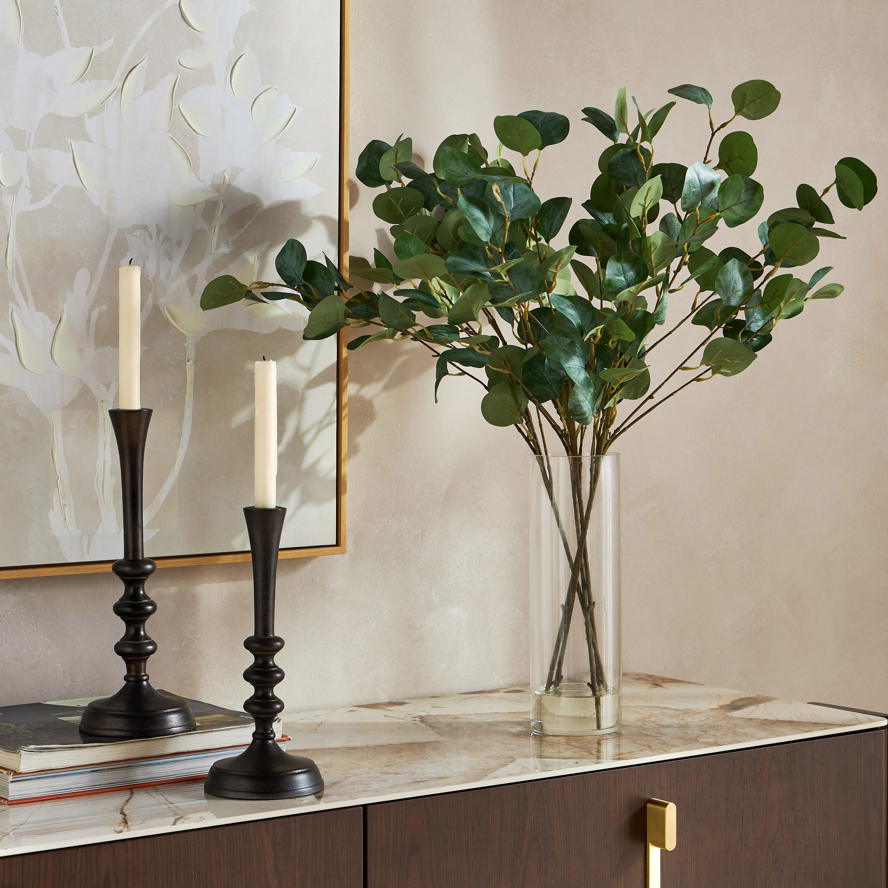 Eucalyptus in Glass Arrangement - 70 cm-household-gardenandoutdoor-artificialplants-pottedplants-image-3