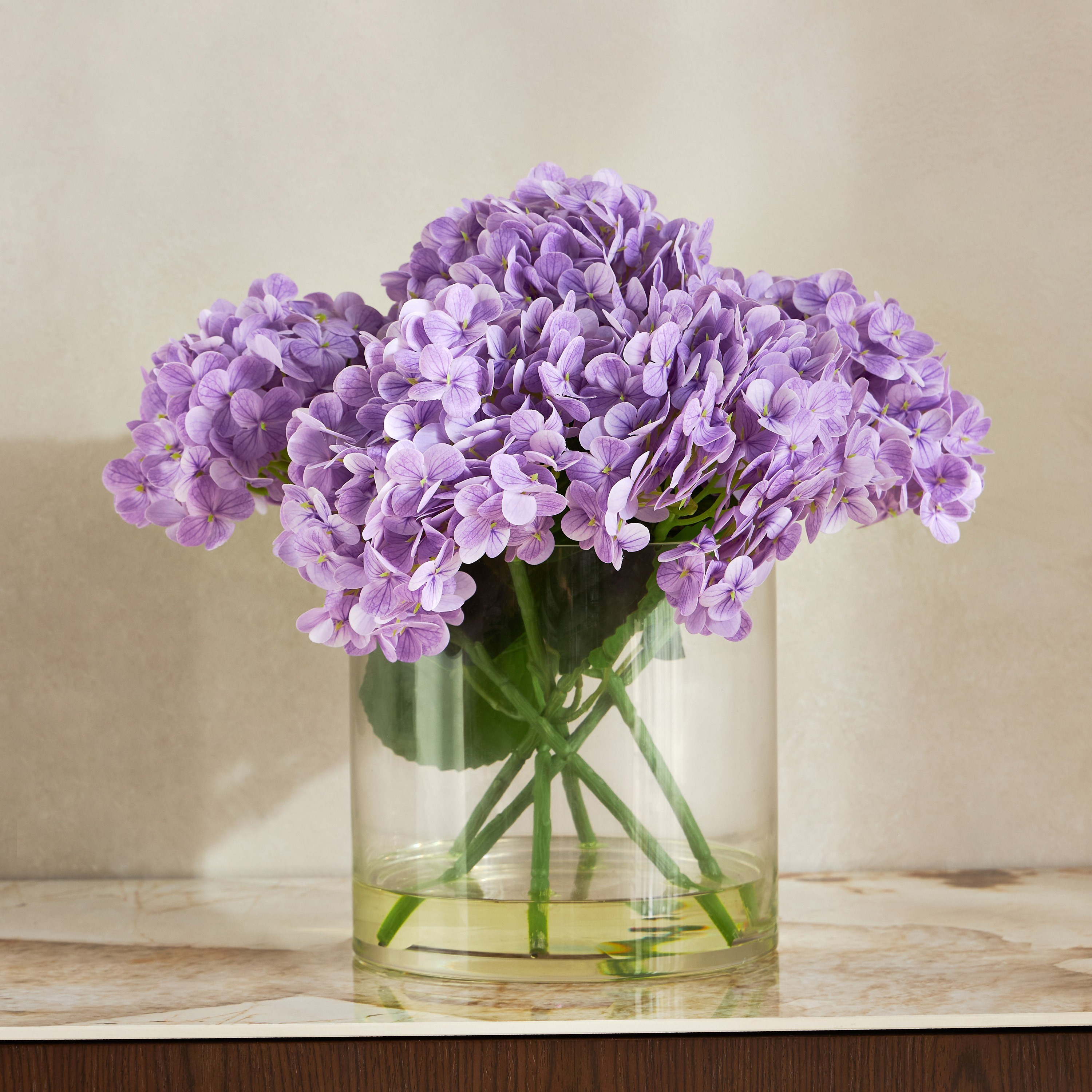 نبتة الهايدرنجا في وعاء زجاج - 38 سم-household-gardenandoutdoor-artificialflowersandplants-flowers-image-1