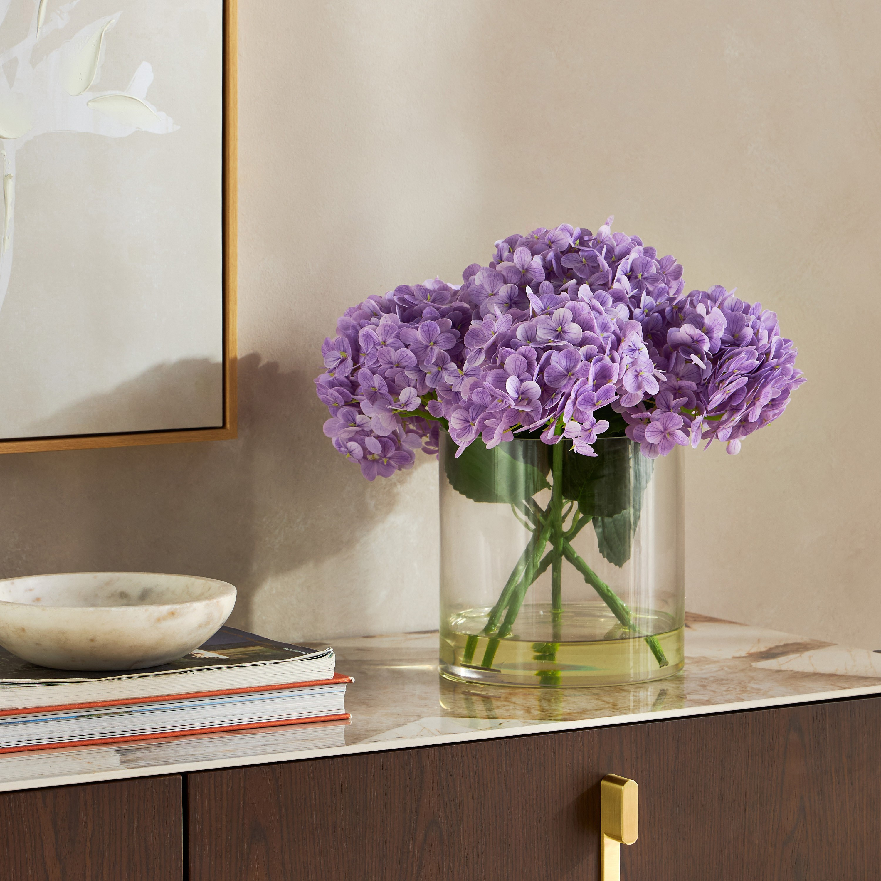 نبتة الهايدرنجا في وعاء زجاج - 38 سم-household-gardenandoutdoor-artificialflowersandplants-flowers-image-3