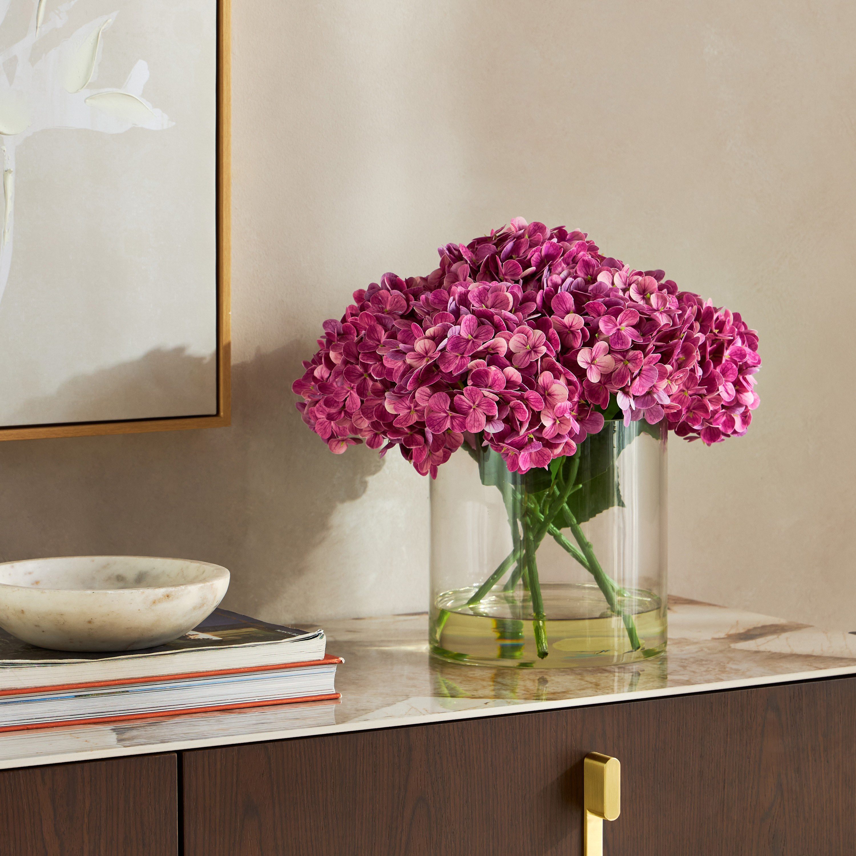 نبتة الهايدرنجا في وعاء زجاج - 38 سم-household-gardenandoutdoor-artificialflowersandplants-flowers-image-3