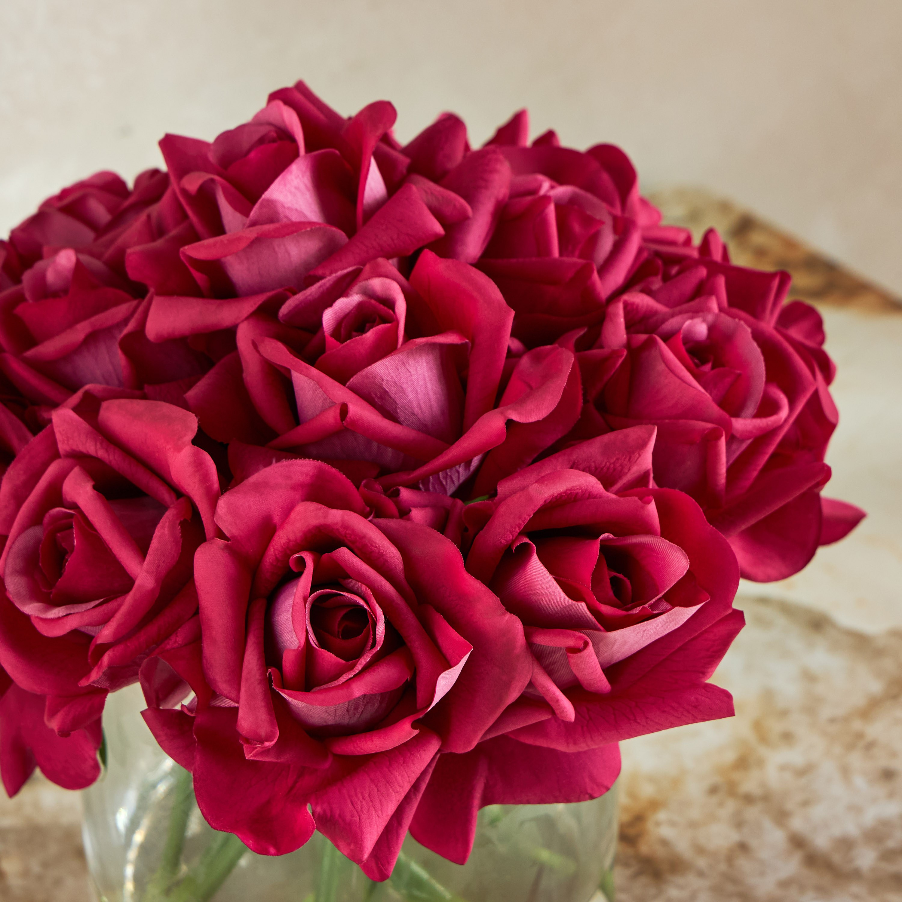 باقة ورد في مزهرية زجاج - ريل تاتش - 28 سم-household-gardenandoutdoor-artificialflowersandplants-flowers-image-2