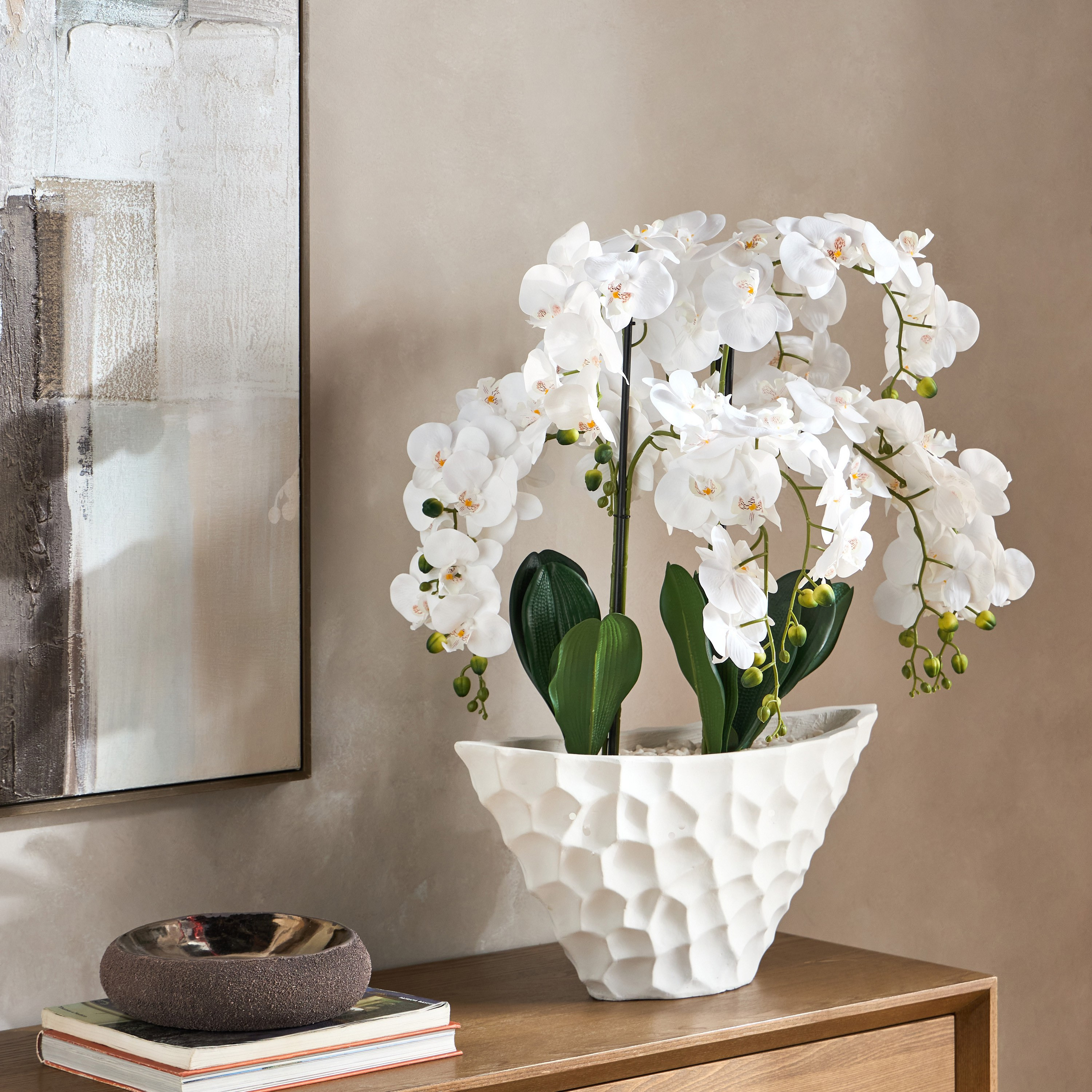 Urbano Blanc Orchid Arrangement in Pot - 79 cm-household-gardenandoutdoor-artificialflowersandplants-flowers-image-4