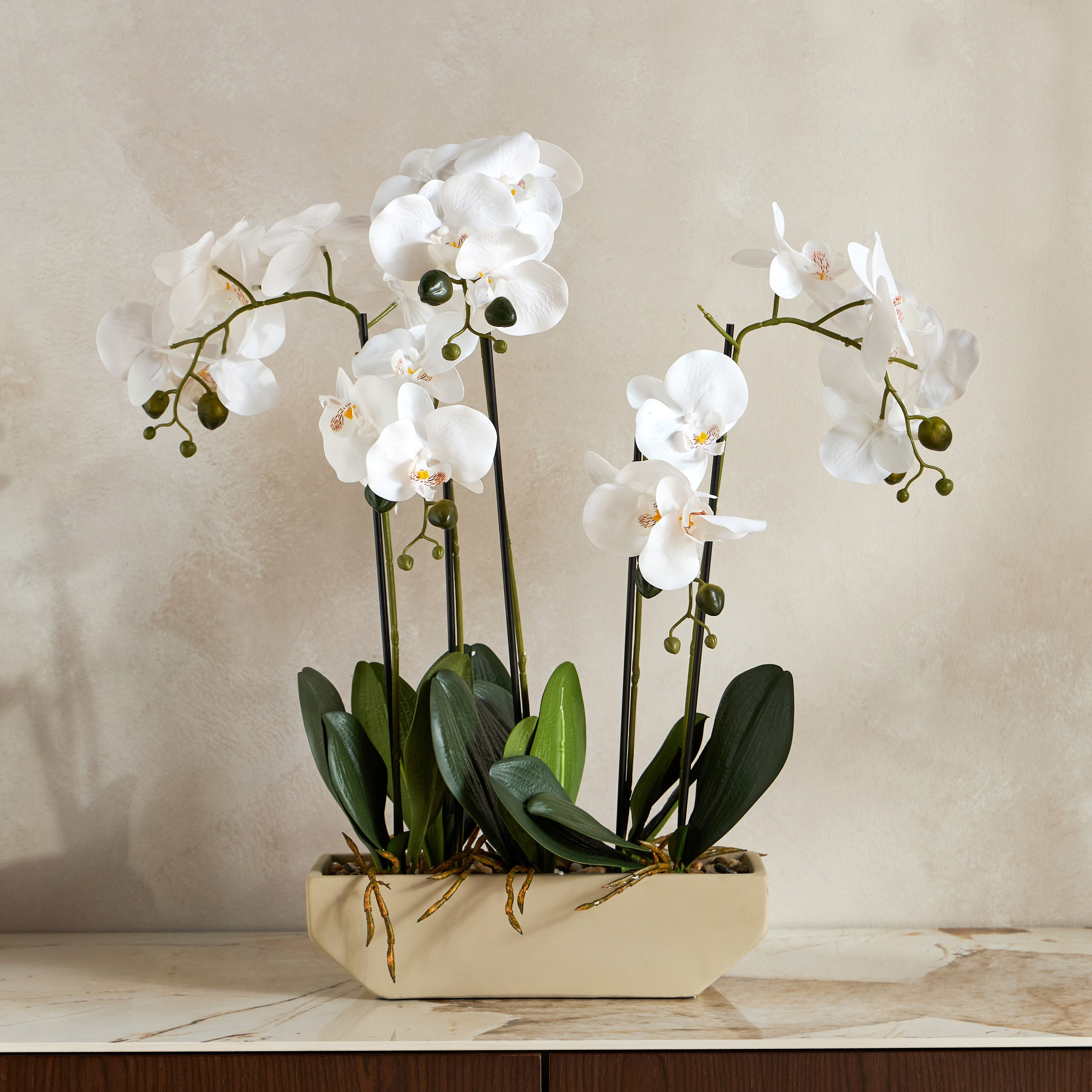 Chantilly Oblong Orchid Arrangement in Pot - 52 cm-household-gardenandoutdoor-artificialflowersandplants-flowers-image-1
