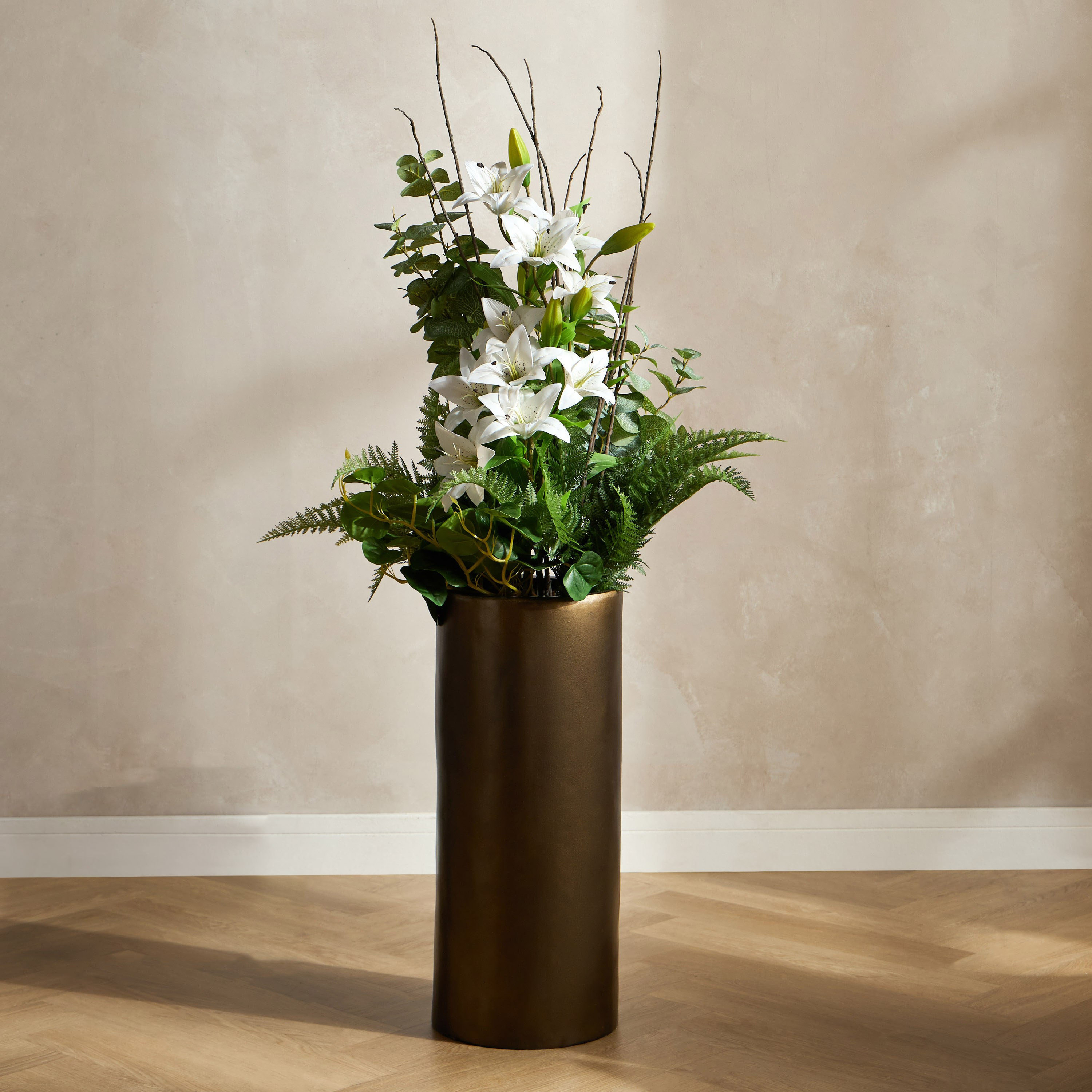 Gild Russet White Lily in Pot - 140 cm-household-gardenandoutdoor-artificialflowersandplants-flowers-image-1