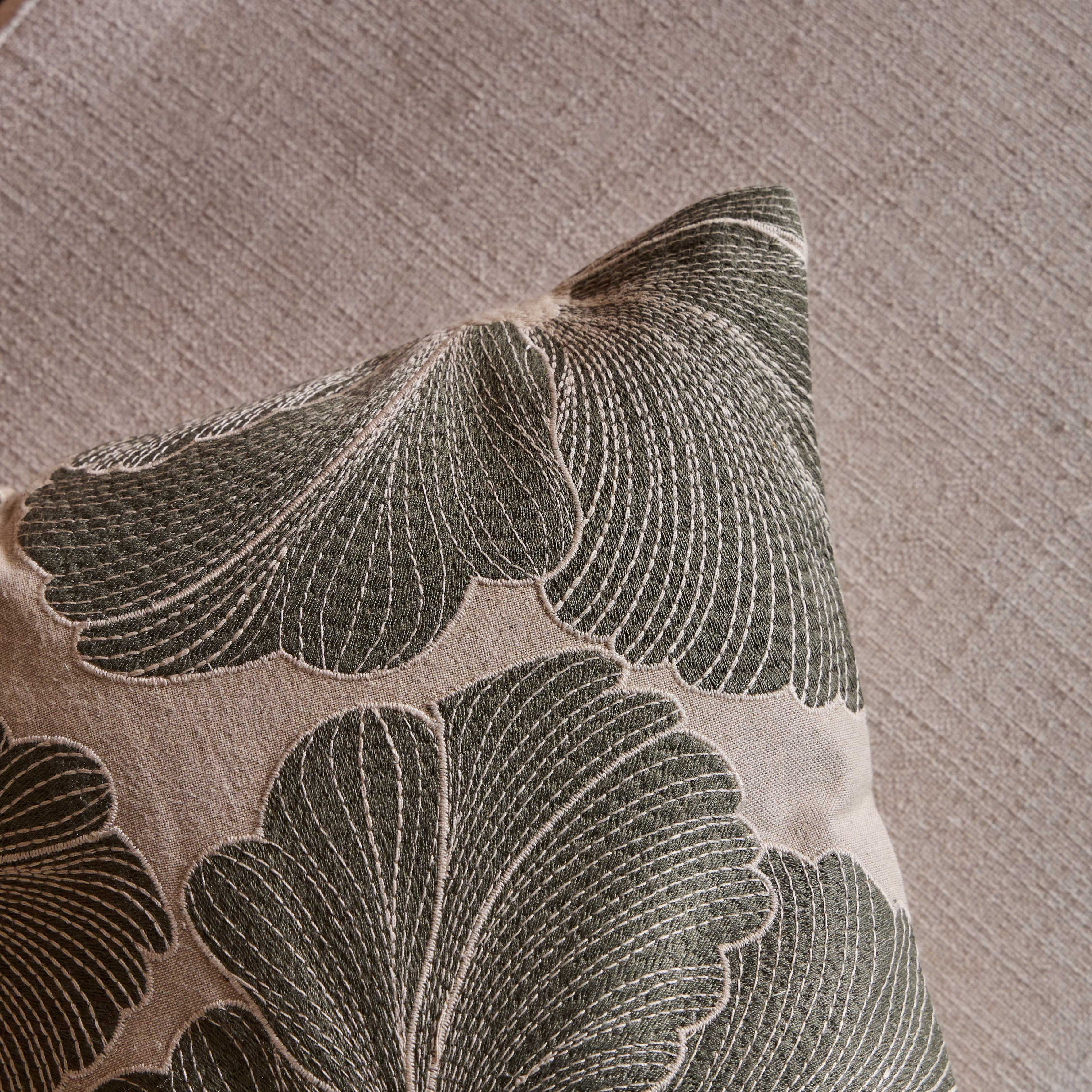 Natura Palmaria Leaf Embroidered Cushion Cover - 30x50 cm-household-cushionsandthrows-cushioncovers-image-2