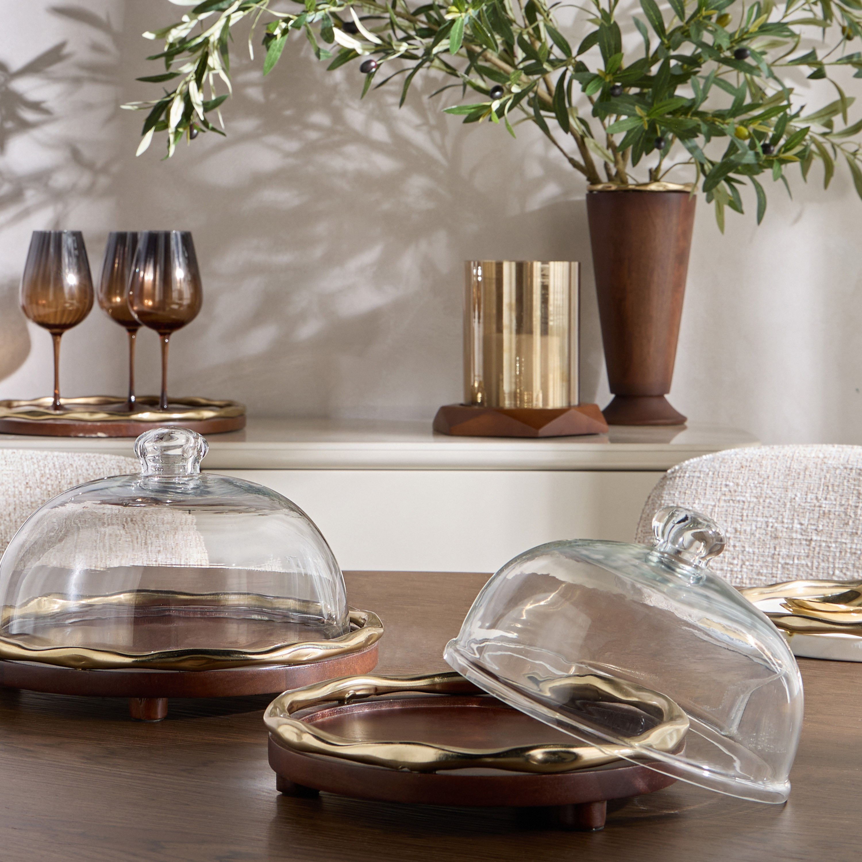صحن كيك بغطاء قبة - أوفير - 23 سم-household-decor-boxesandtrays-image-3