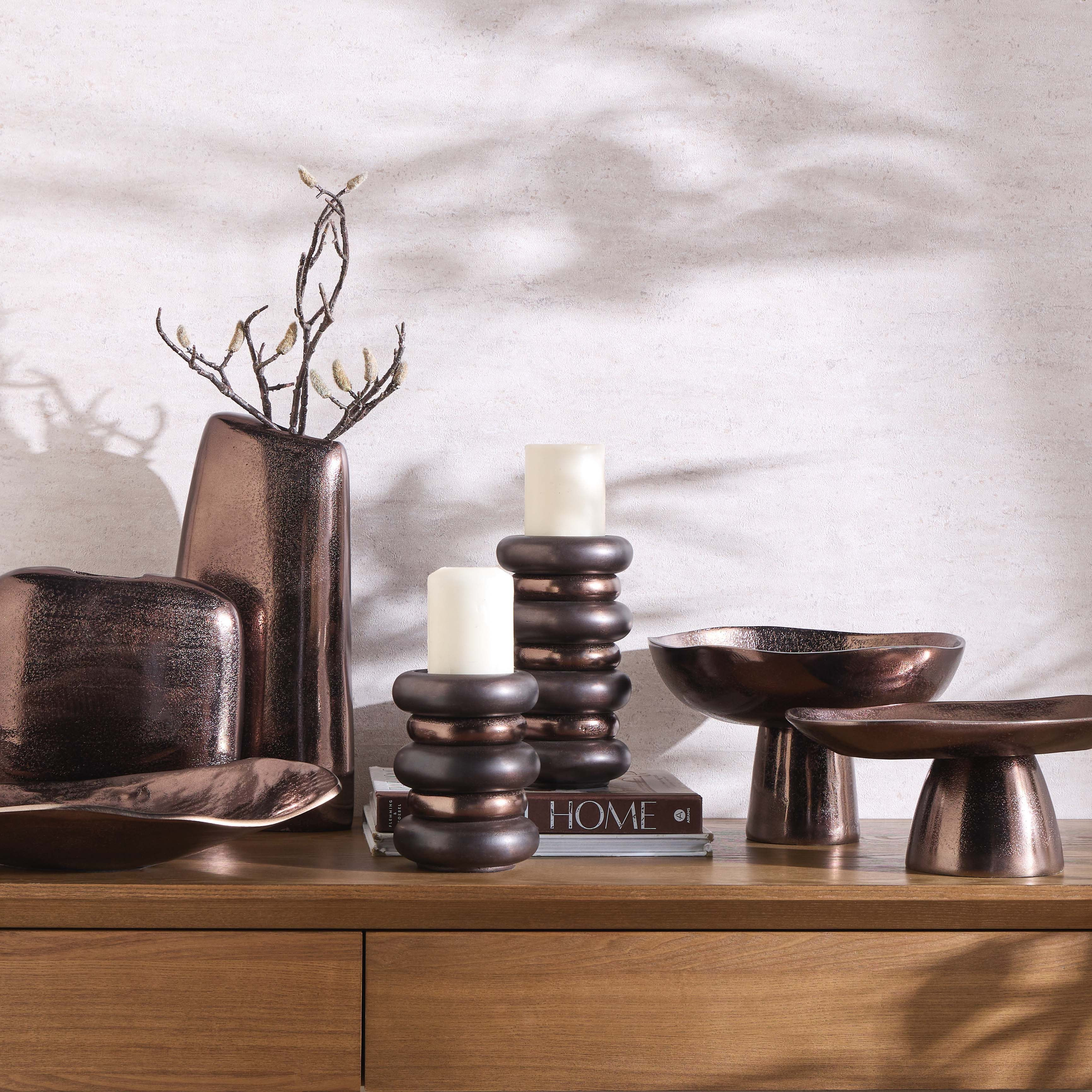 Opher Rings Metal Pillar Candleholder - 23 cm-household-decor-candleholdersandlanterns-image-5