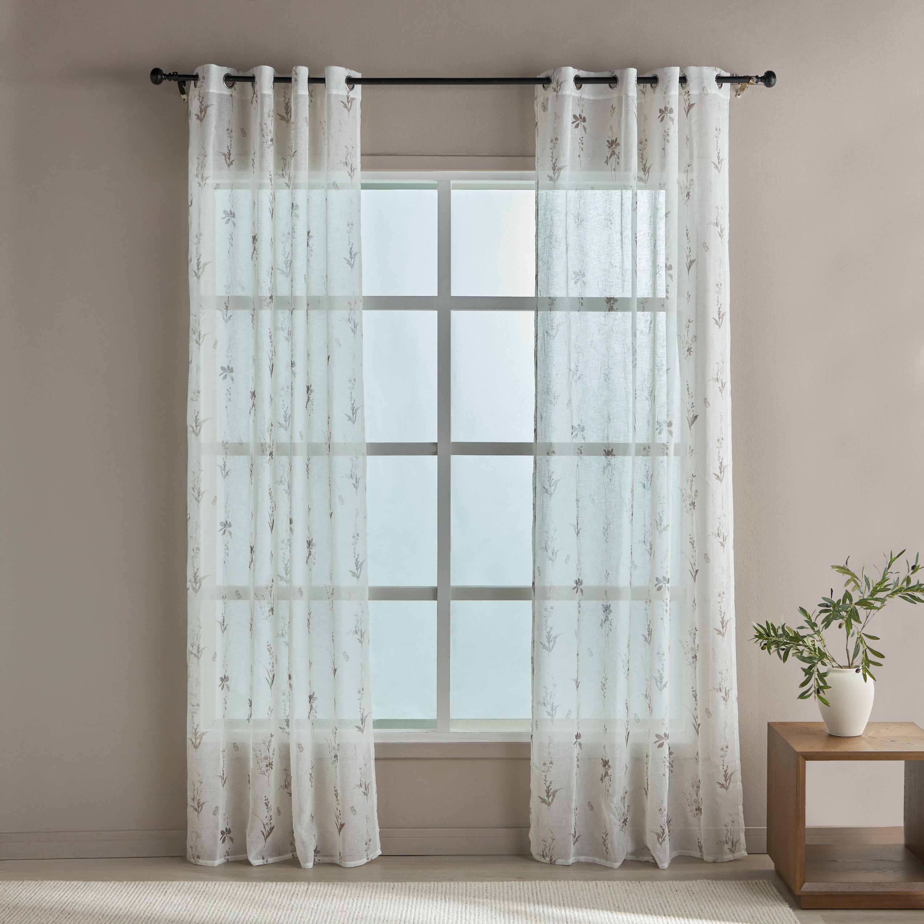 طقم ستائر شفافة من قطعتين - سيلفيا - 135×240 سم-household-windows-curtains-image-1