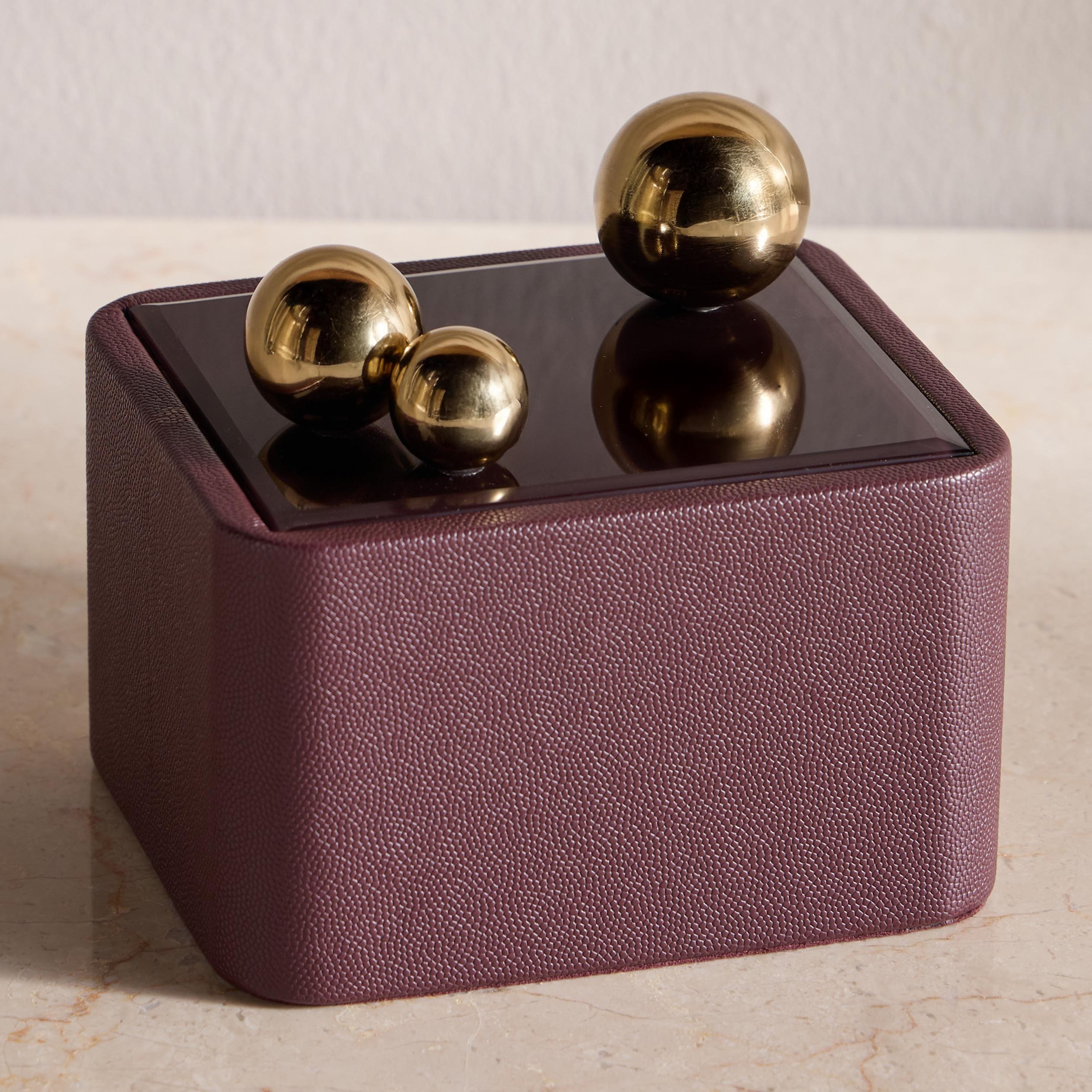 Opher Lizo Faux Leather Decorative Box - 15 cm-household-decor-boxesandtrays-image-1