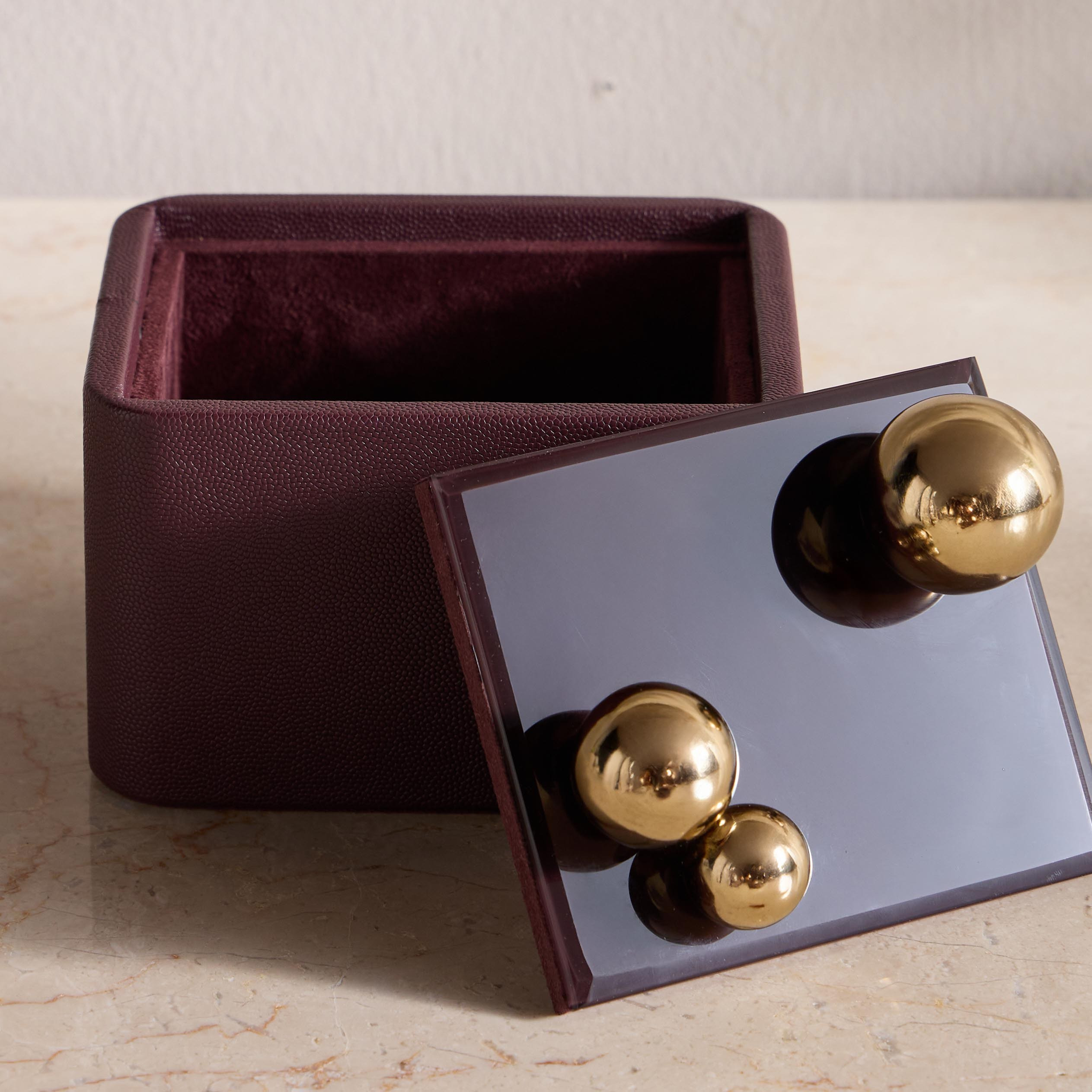 Opher Lizo Faux Leather Decorative Box - 15 cm-household-decor-boxesandtrays-image-2