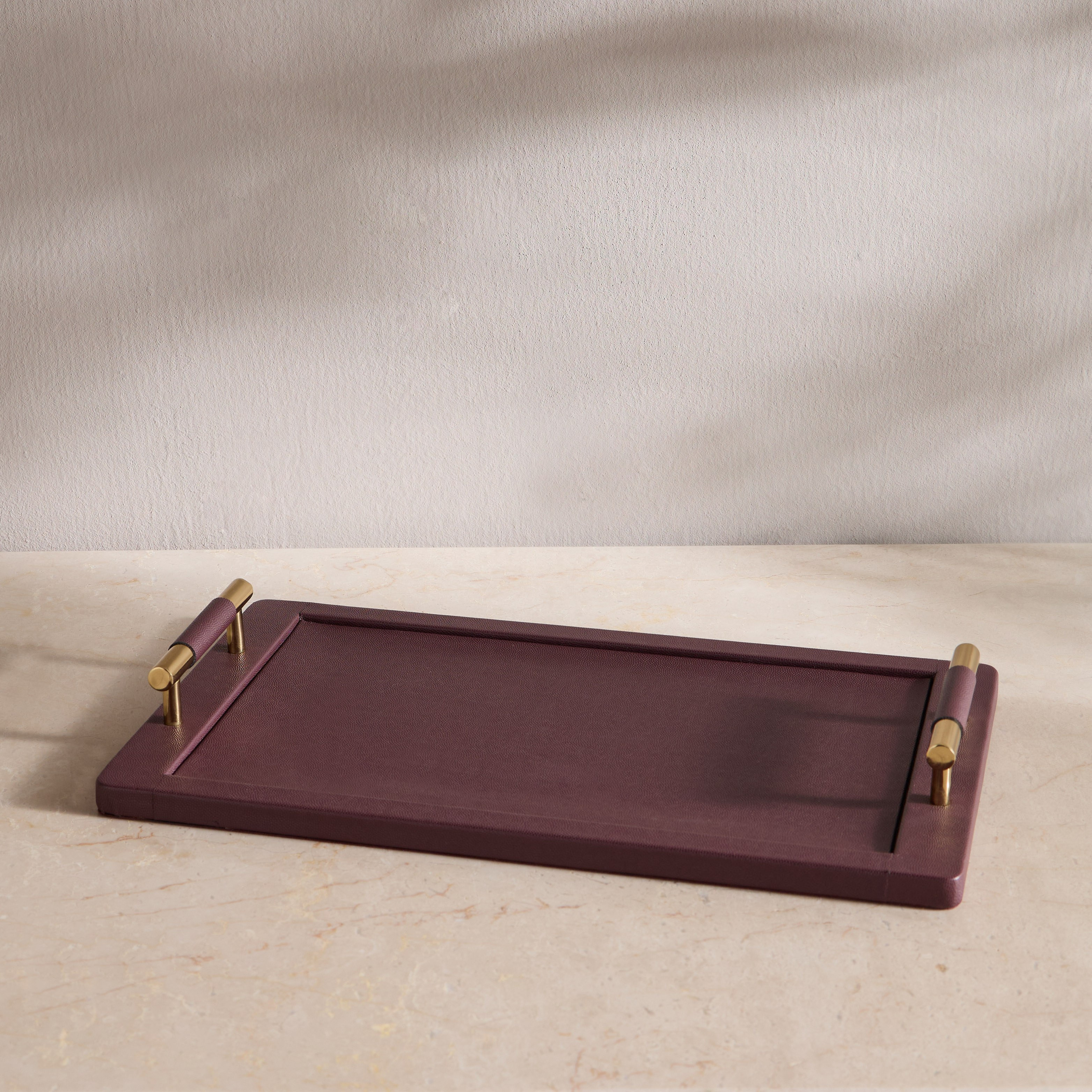 Opher Lizo Faux Leather Decorative Tray - 43 cm