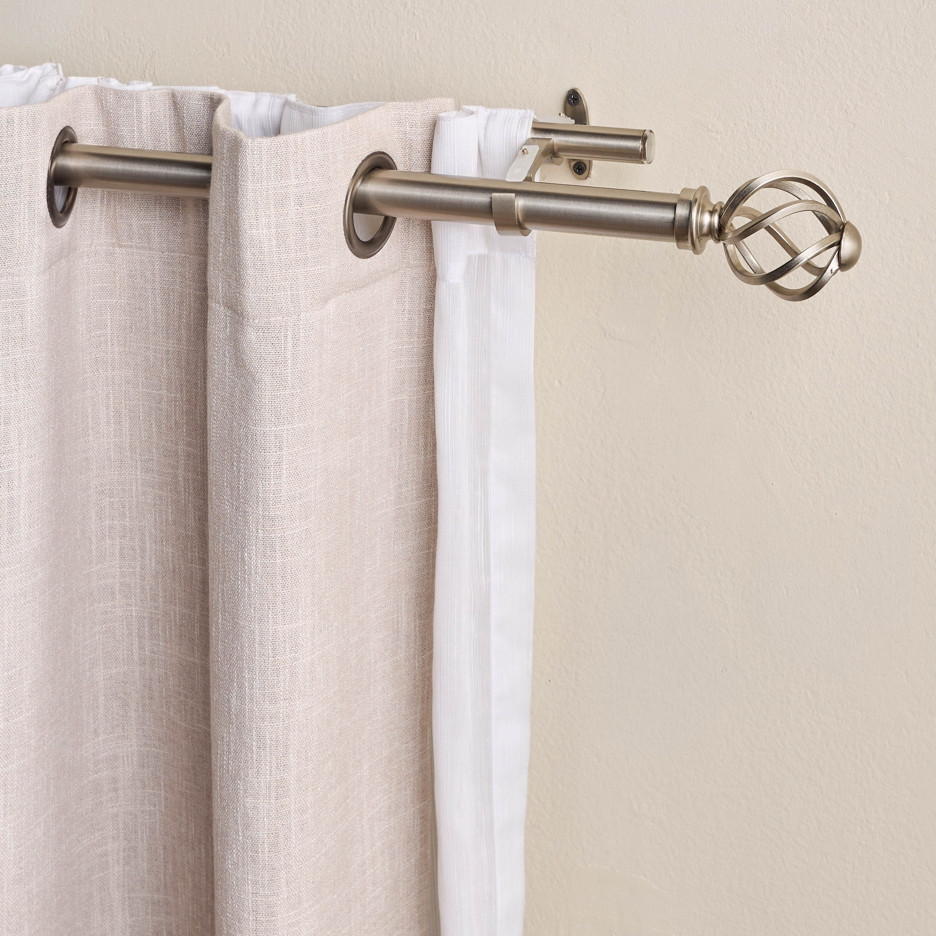 عصا ستارة مزدوجة قابلة للتمديد بتصميم كرة مموجة - 76-210 سم-household-windows-curtainrodsandaccessories-curtainrods-image-1