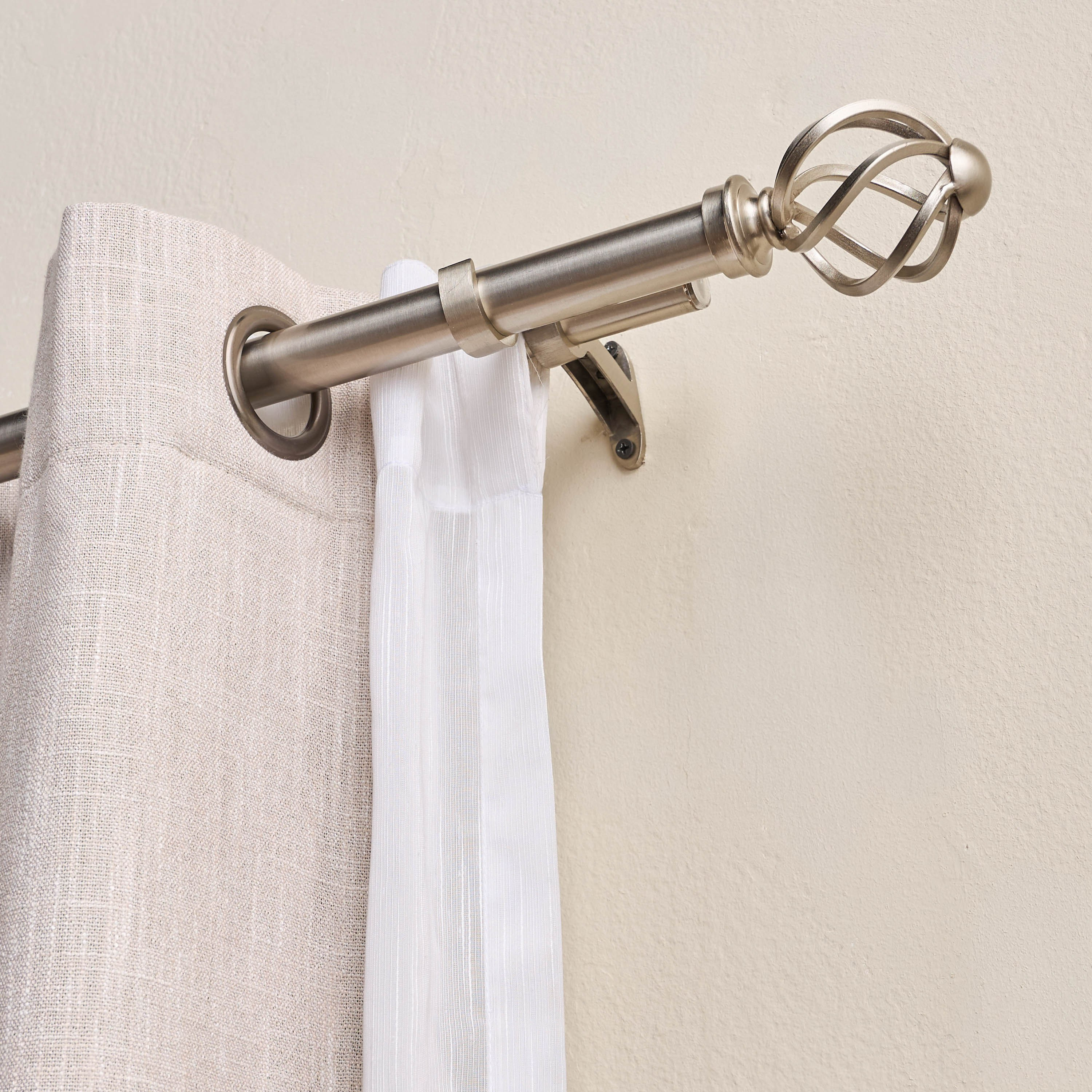 عصا ستارة مزدوجة قابلة للتمديد بتصميم كرة مموجة - 76-210 سم-household-windows-curtainrodsandaccessories-curtainrods-image-2