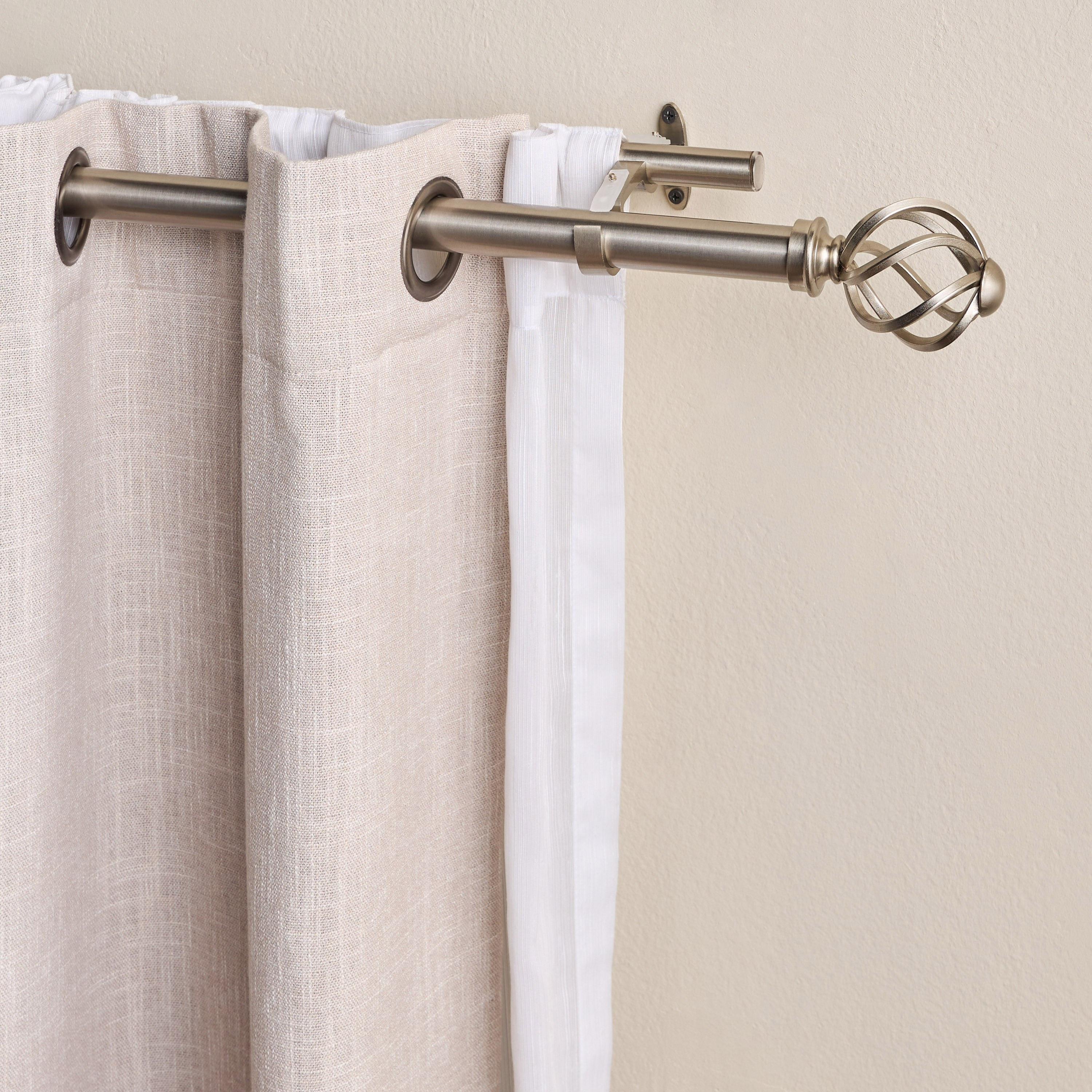 قضيب ستارة مزدوج قابل للتمديد بتصميم كروي مموج - 110-320 سم-household-windows-curtainrodsandaccessories-curtainrods-image-1