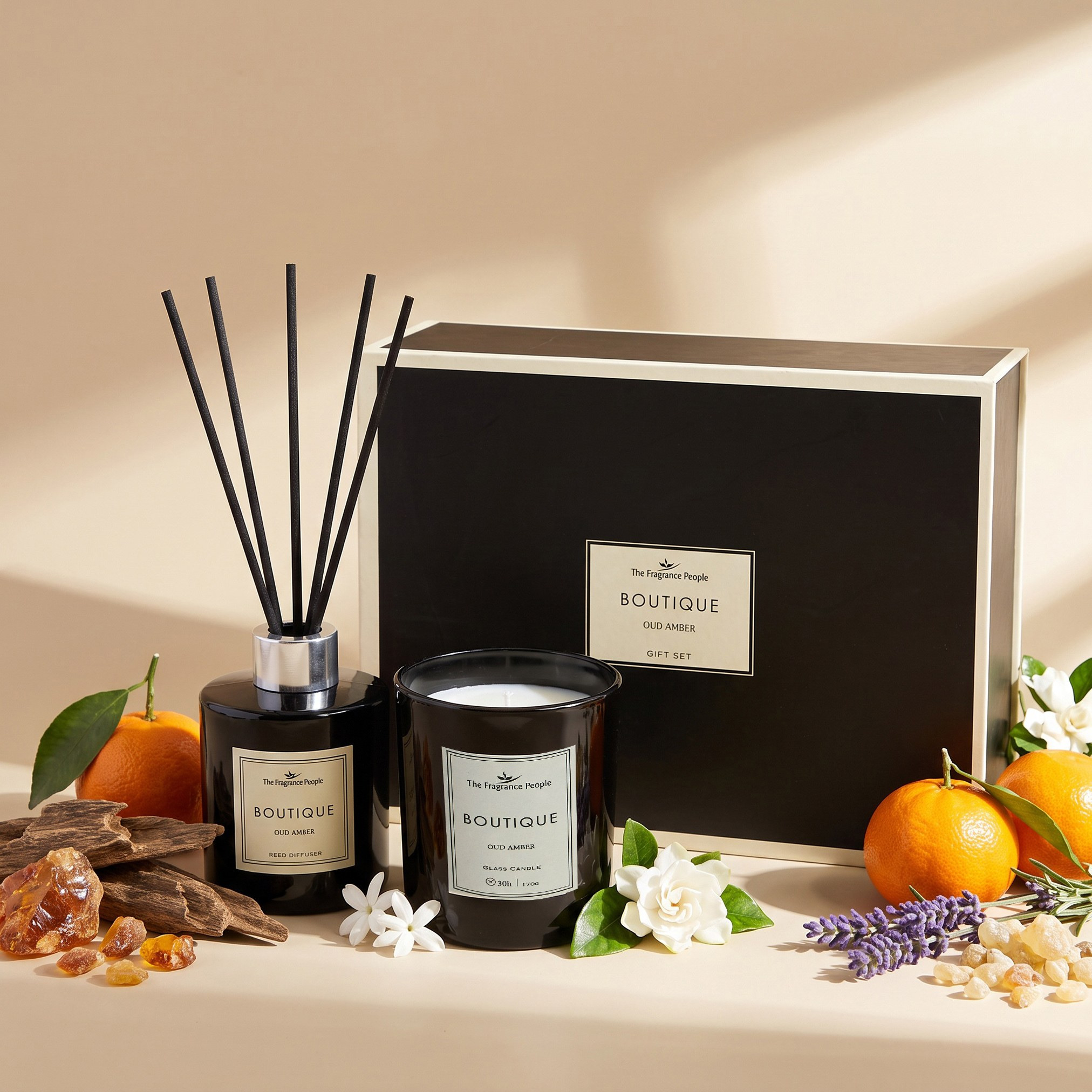 Boutique Oud Amber Jar Candle and Reed Diffuser Gift Set-household-homefragrance-fragrancegiftset-image-1