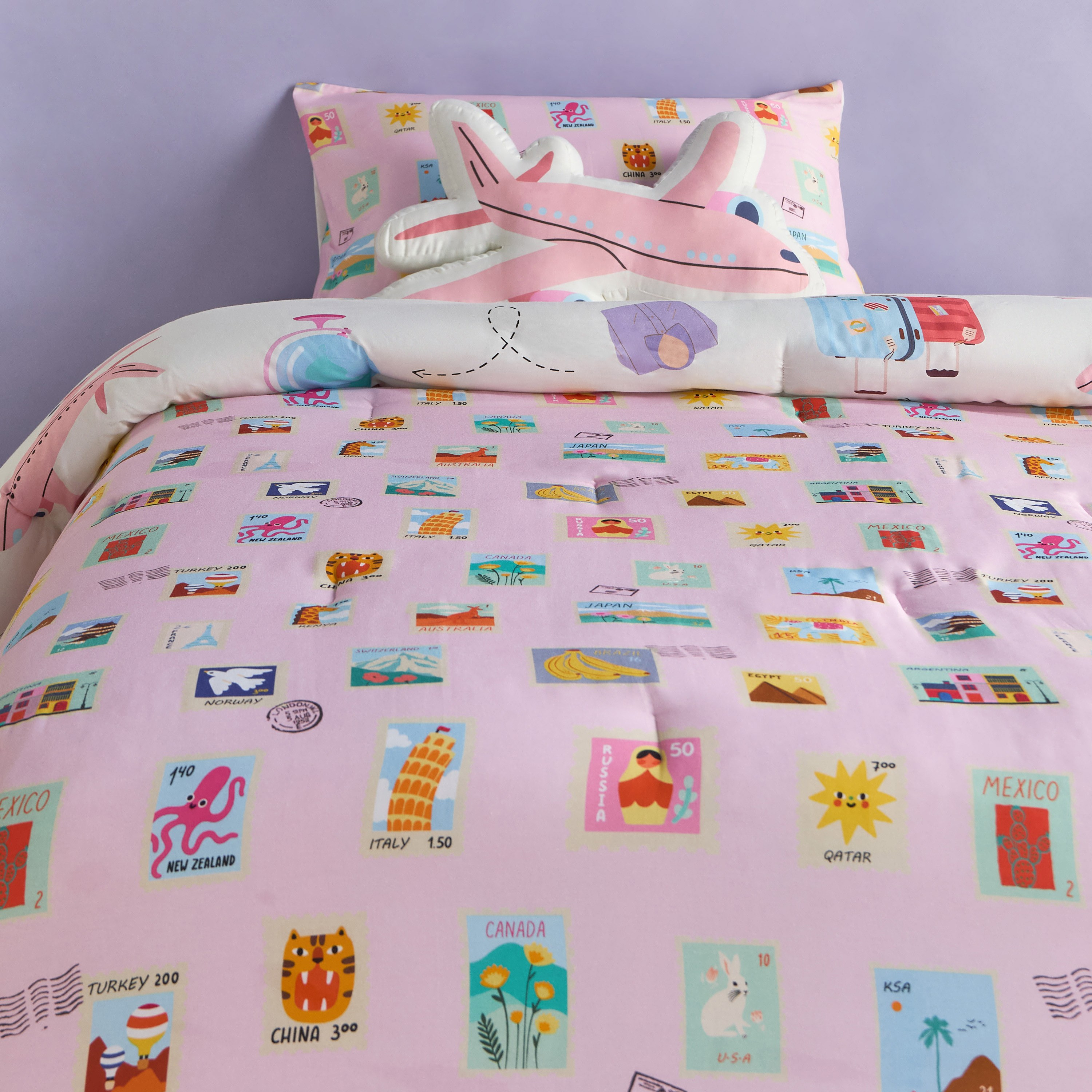 Wander Travel Cotton Printed 4-Piece Full Comforter and Sheet Set - 160x220 cm-babyandkids-beddingandwindows-bedding-comforters-image-3