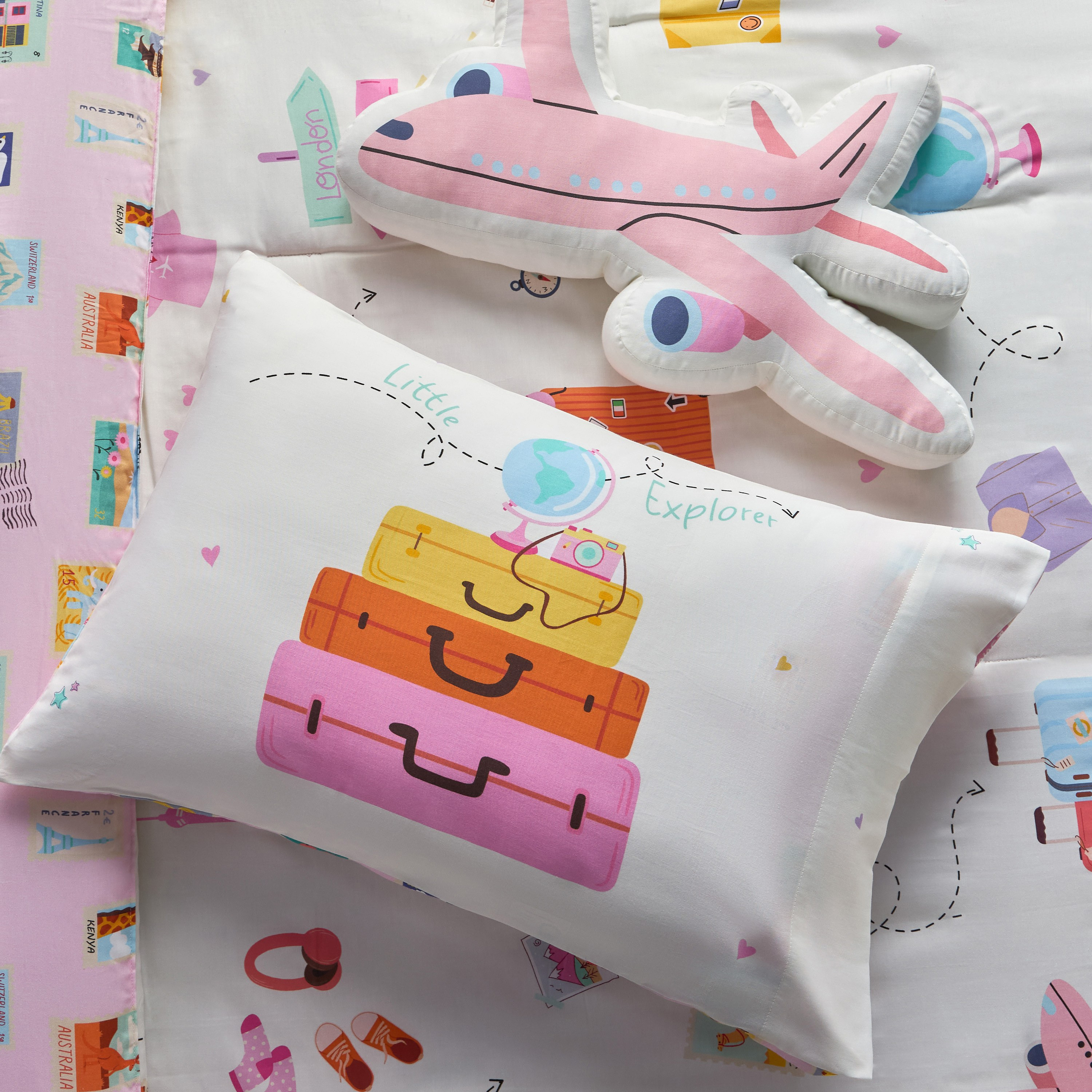 Wander Travel Cotton Printed 4-Piece Full Comforter and Sheet Set - 160x220 cm-babyandkids-beddingandwindows-bedding-comforters-image-4