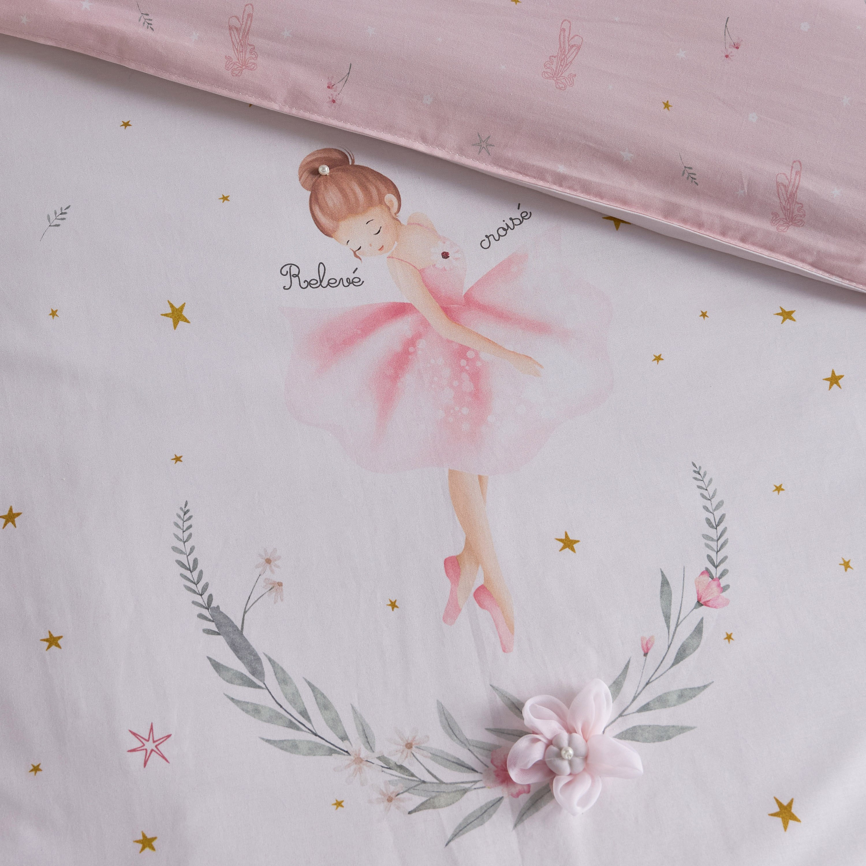 طقم لحاف قطن ساتان مقاس فردي عدد 200 خيط قطعتين بطبعات باليرينا - إيتوال - 135x220 سم-babyandkids-beddingandwindows-bedding-comforters-image-4