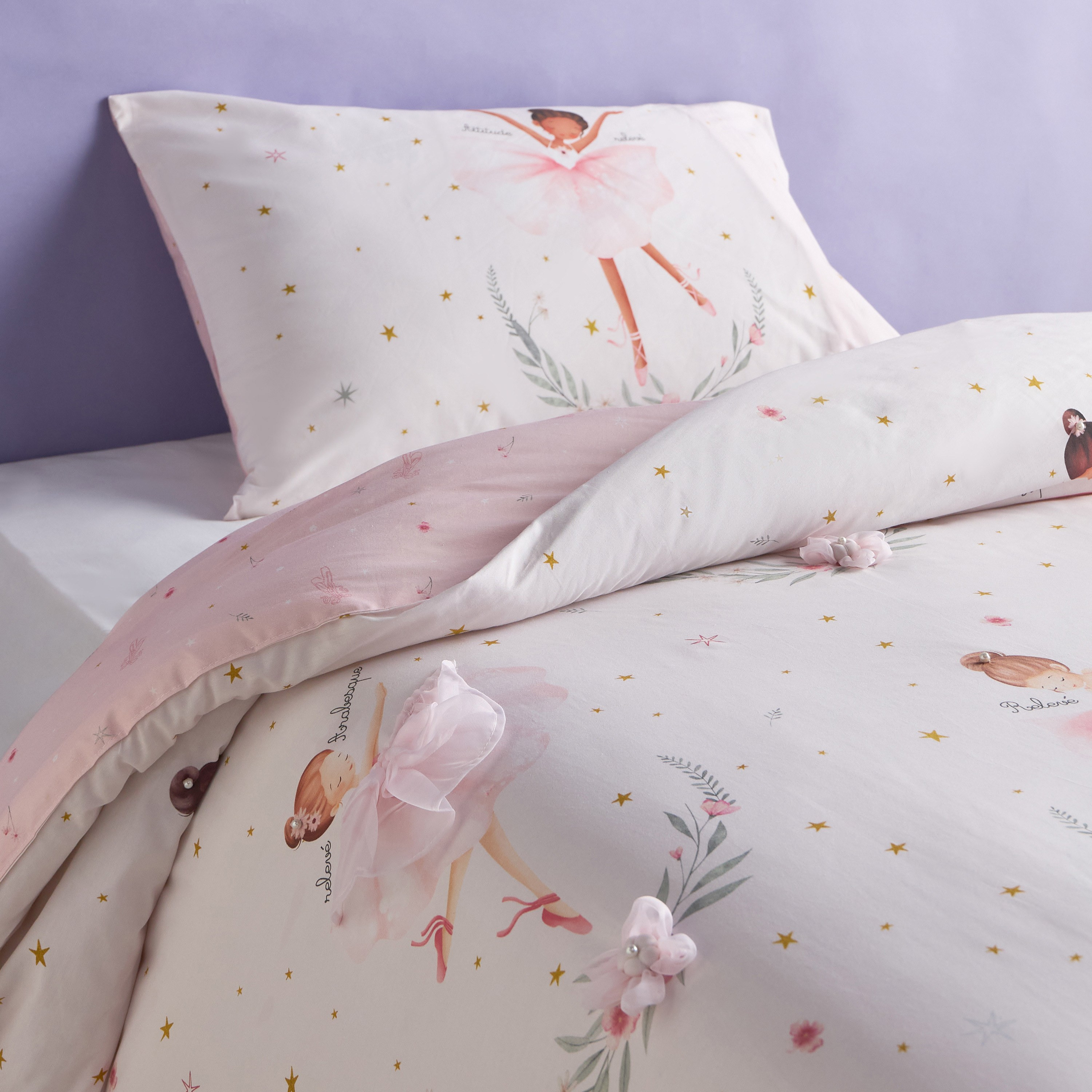 Etoile Cotton Sateen Ballerina Print 200 Thread Count 2-Piece Full Comforter Set - 160x220cm-babyandkids-beddingandwindows-bedding-comforters-image-1