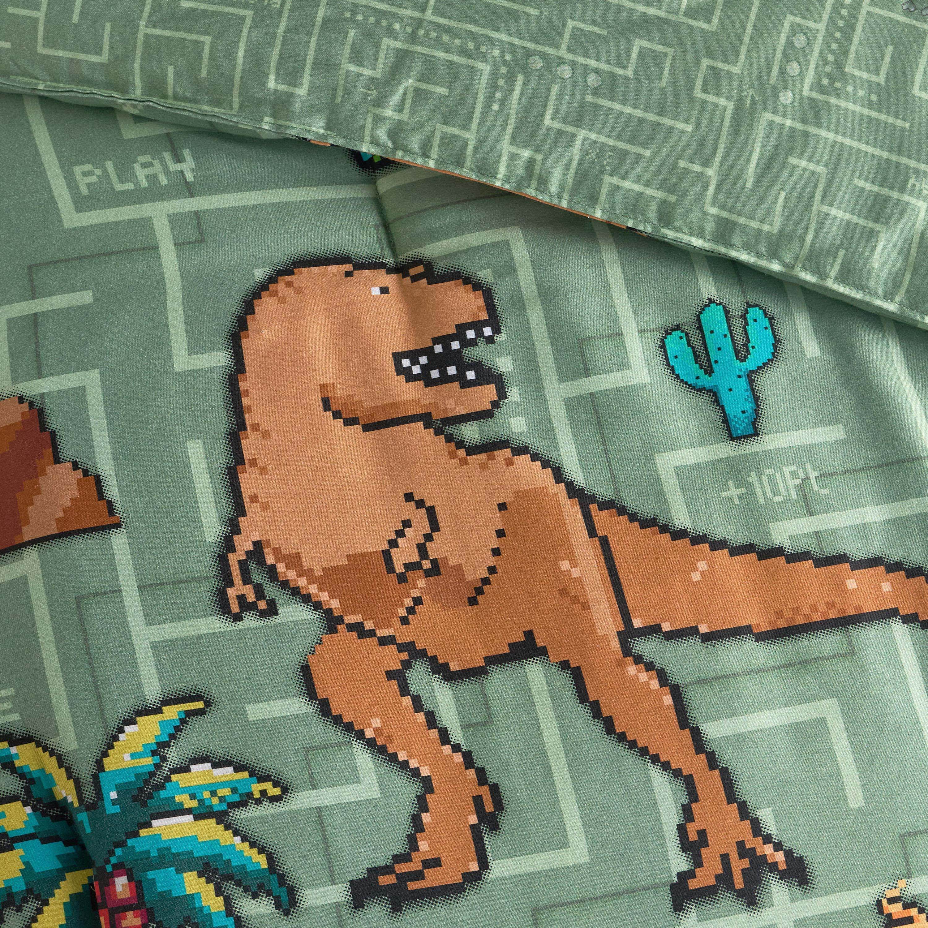 Ringo Pixel Dino Cotton Printed 4-Piece Full Comforter and Sheet Set - 160x220 cm-babyandkids-beddingandwindows-bedding-comforters-image-4