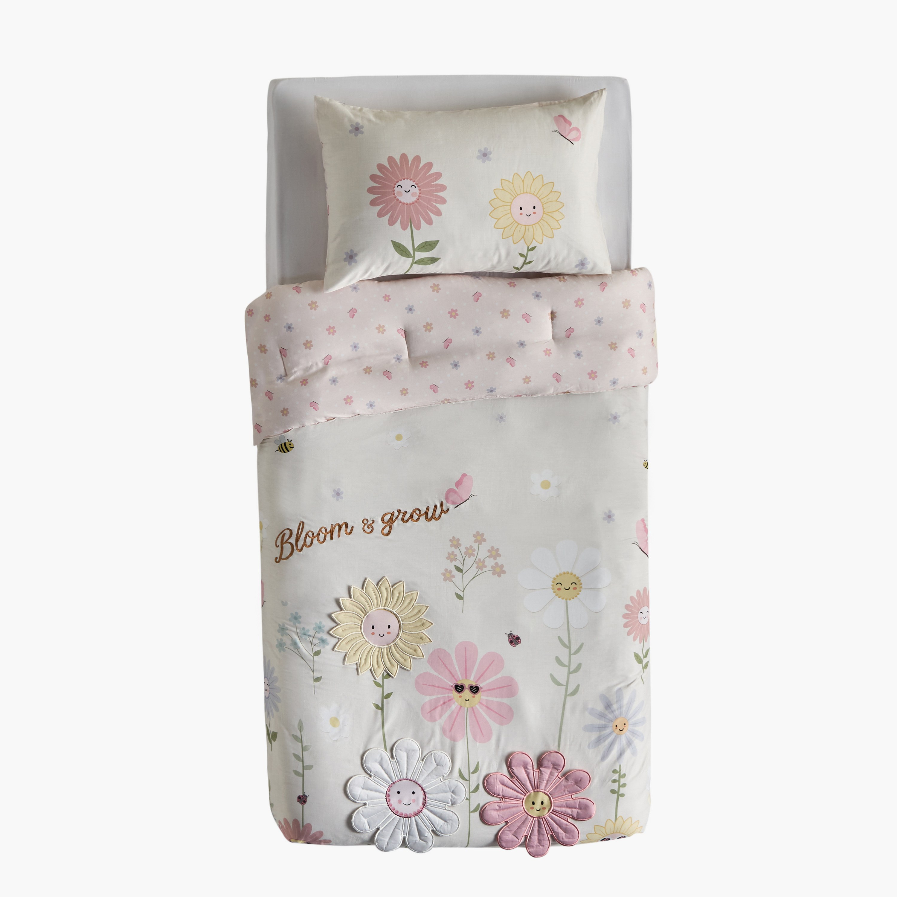Blossom Flowere Cotton 200 Thread Count 2-Piece Single Comforter Set - 135x220cm-kids-beddingandwindows-bedding-comforters-image-5