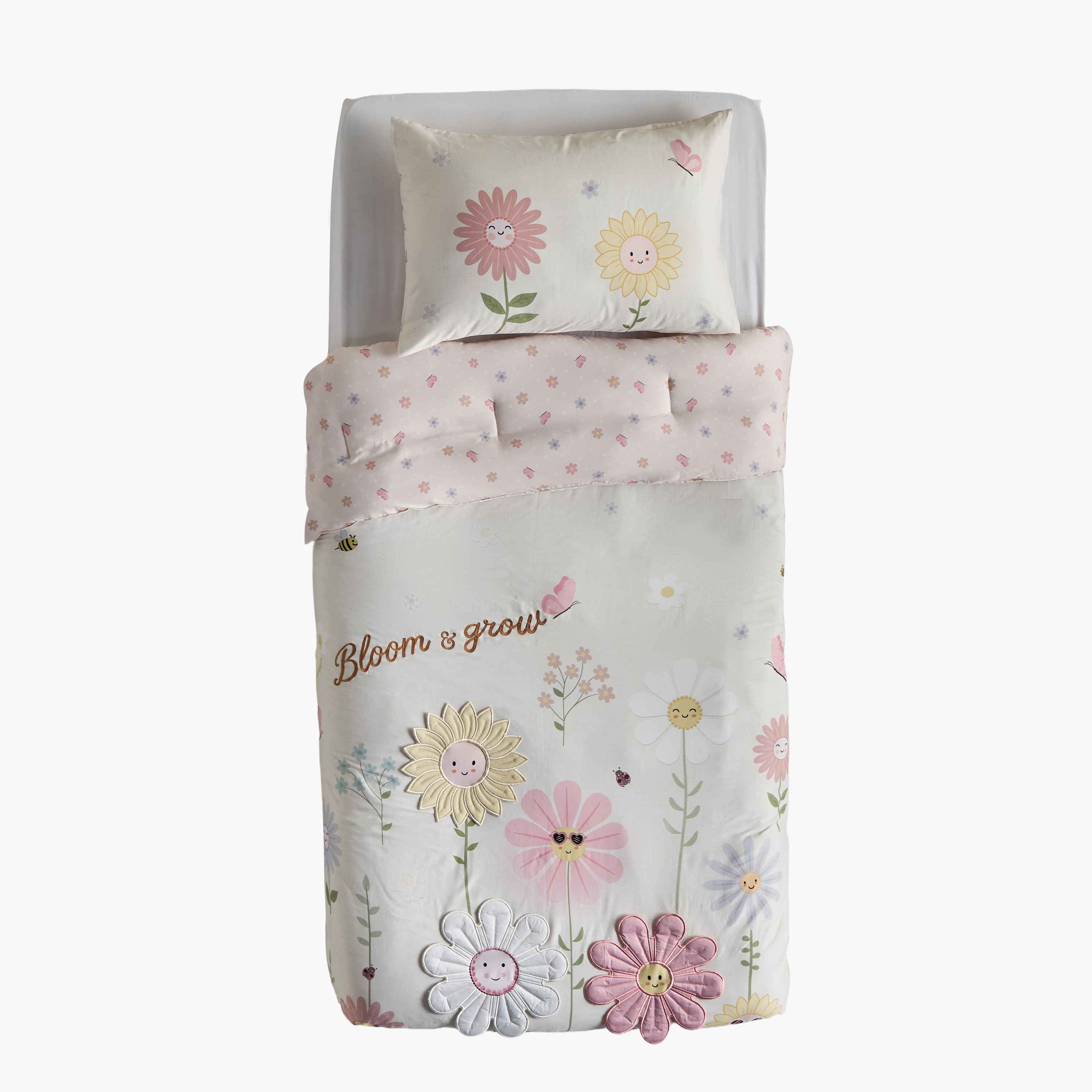 Blossom Flowere Cotton 200 Thread Count 2-Piece Full Comforter Set - 160x220cm-kids-beddingandwindows-bedding-comforters-image-5