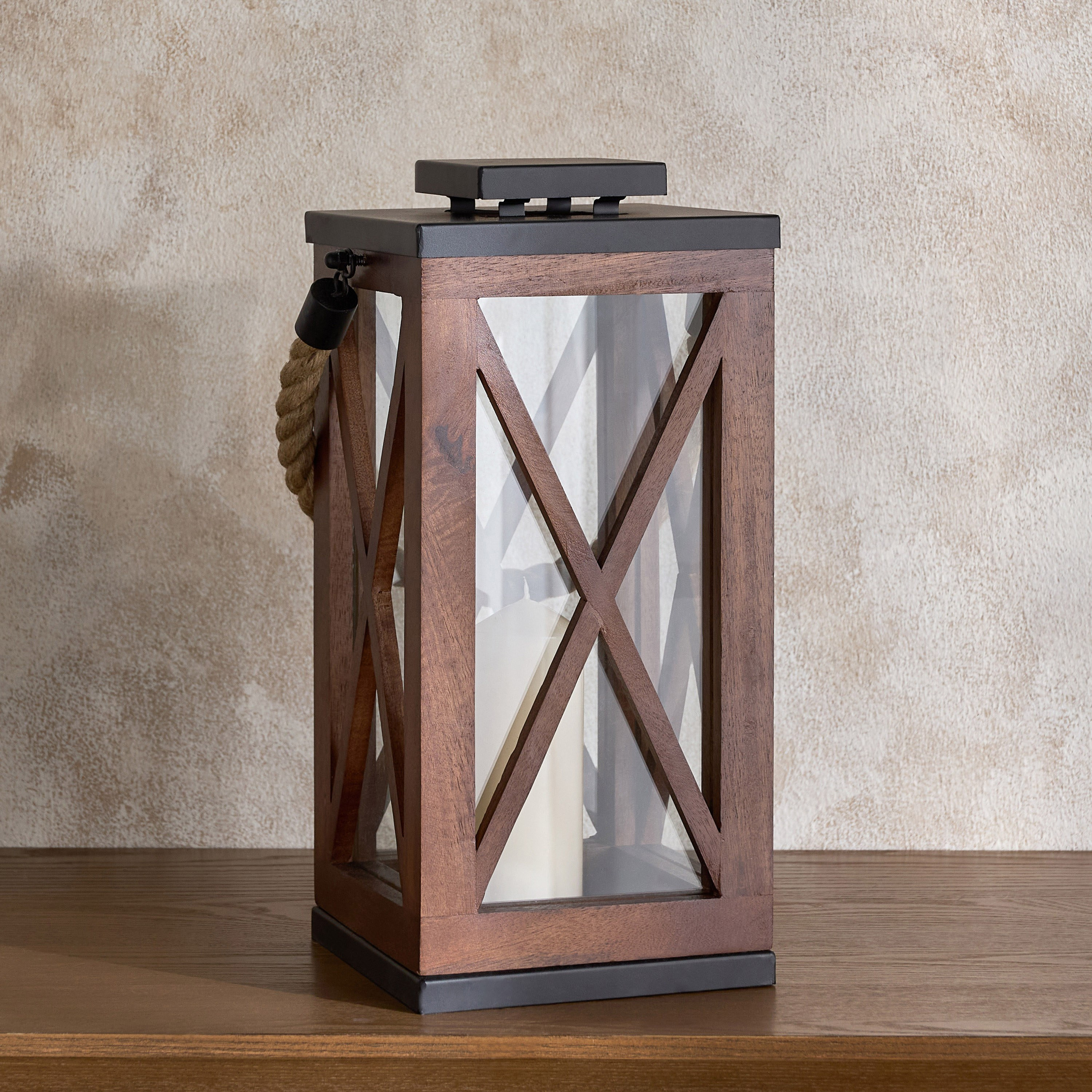 Natura Loft Wooden Lantern - 40 cm