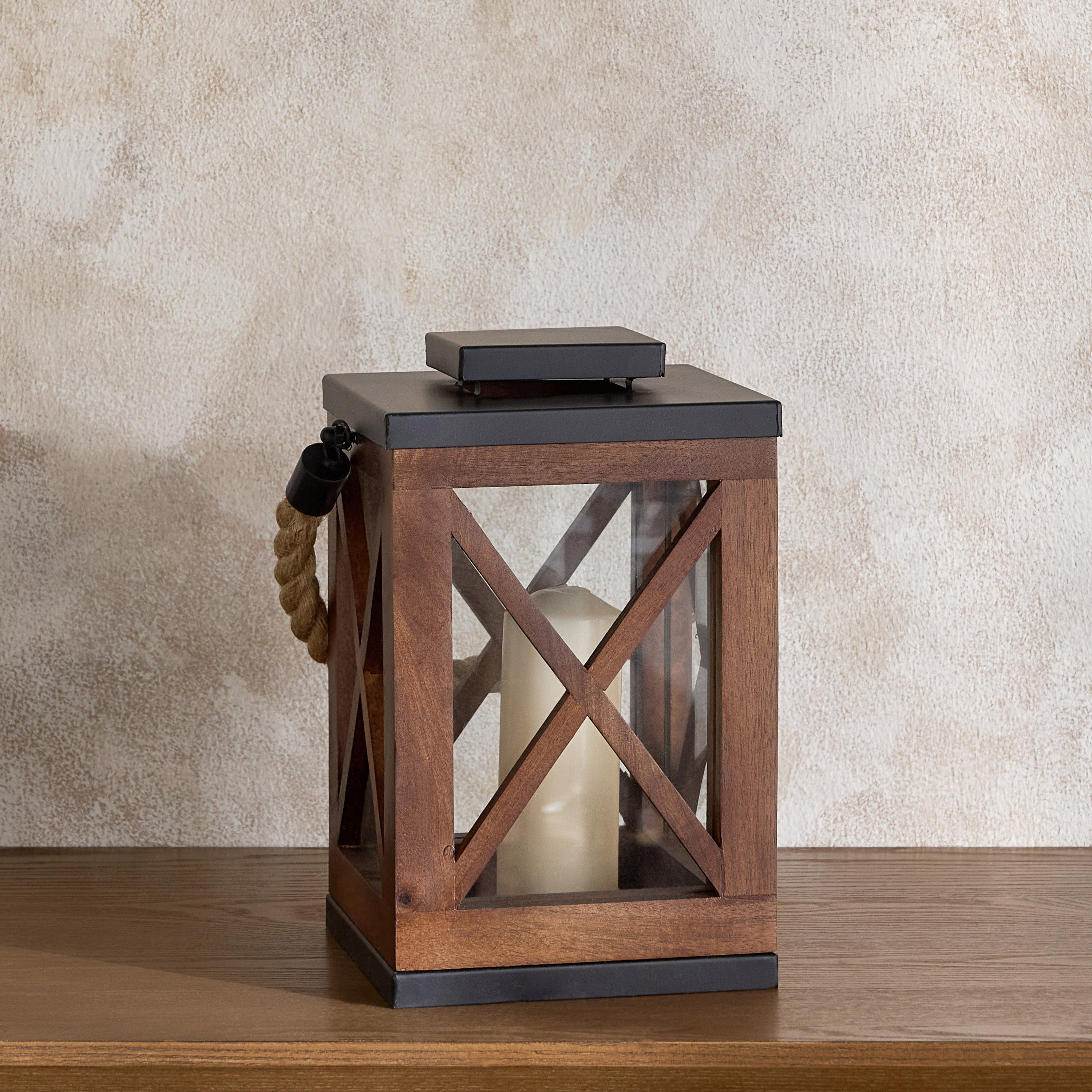 Natura Loft Wooden Lantern - 30 cm