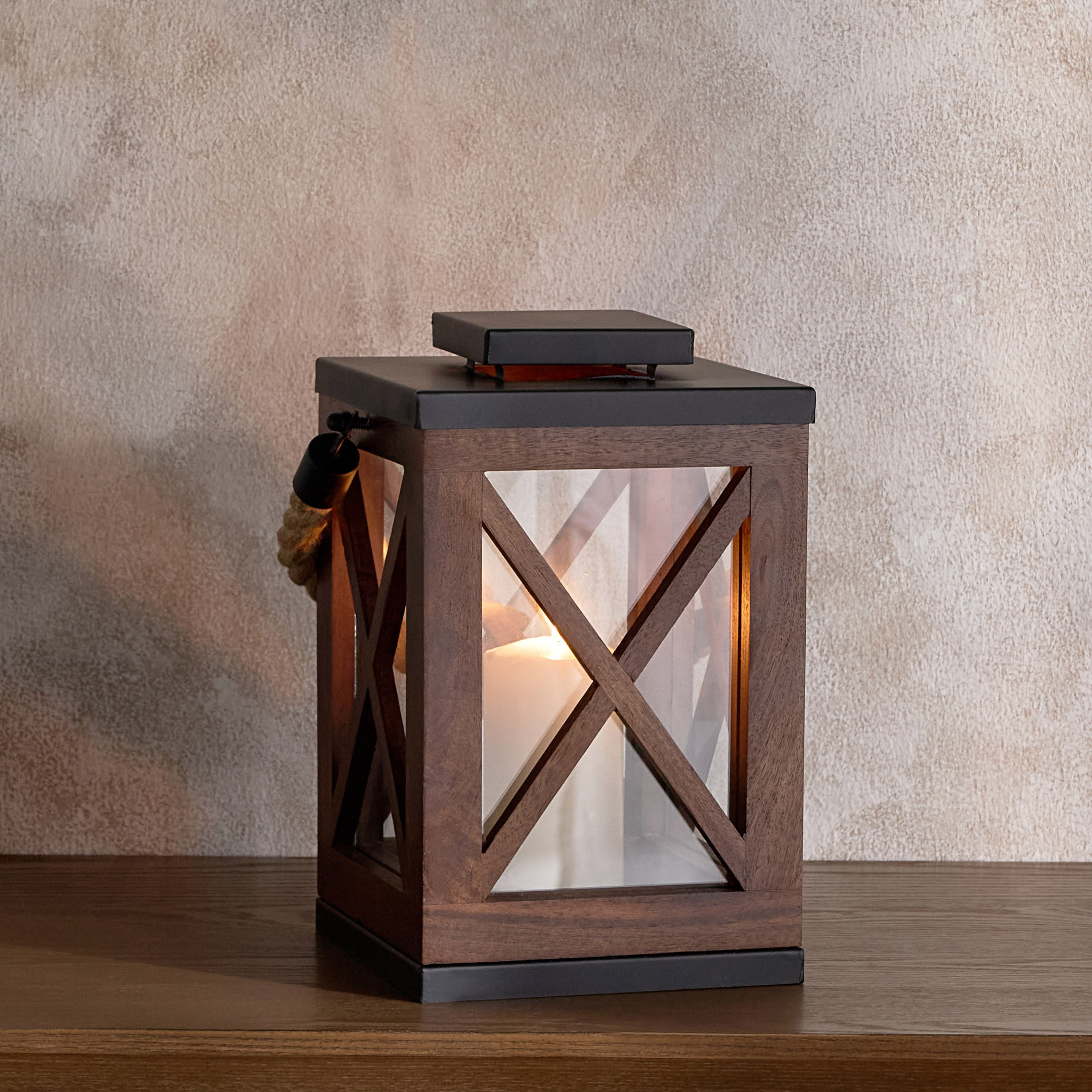 فانوس ناتورا لوفت خشبي لديكور ريفي دافئ - 30 سم-household-decor-candleholdersandlanterns-image-2